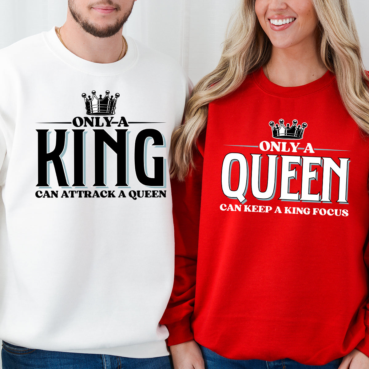 King Attract Queen Focus Matching Hoodies For Couples