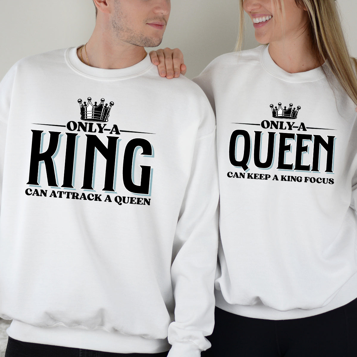 King Attract Queen Focus Matching Hoodies For Couples