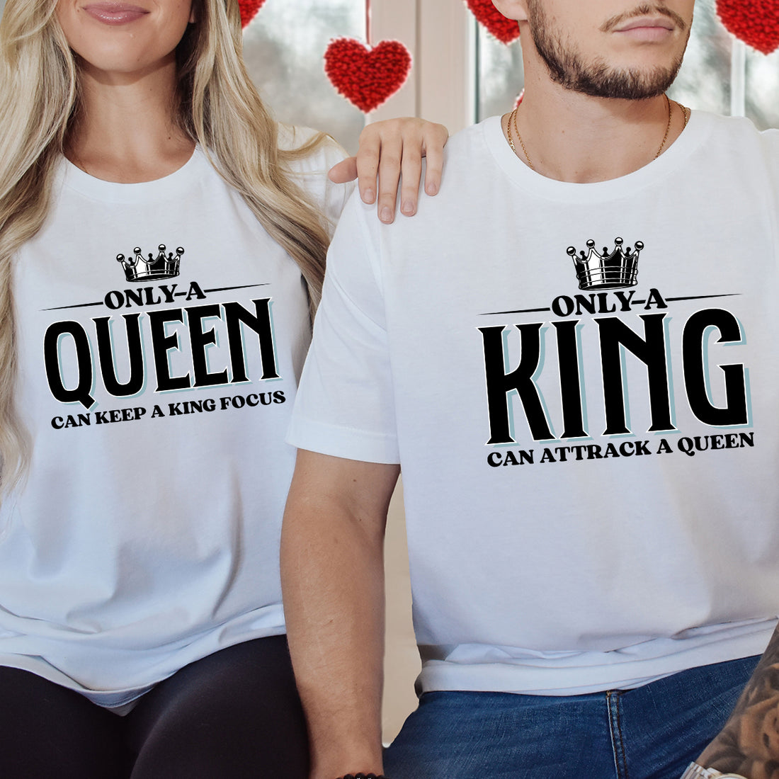 King Attract Queen Focus Matching T-Shirts For Couples