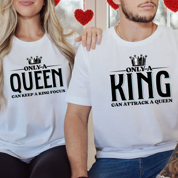 King Attract Queen Focus Matching T-Shirts For Couples