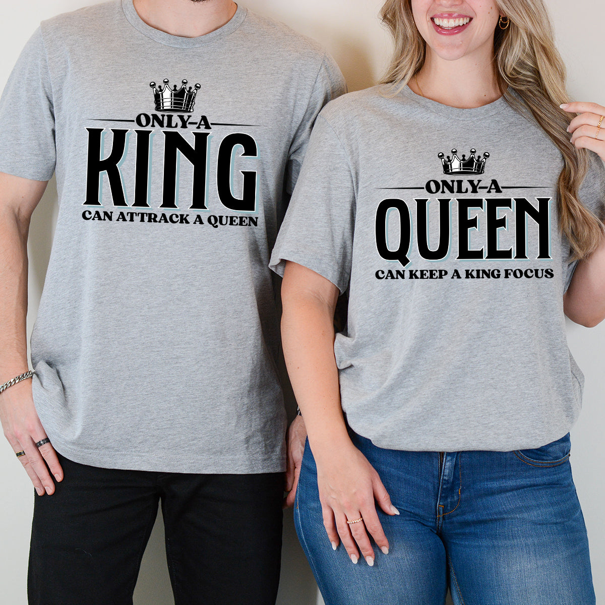 King Attract Queen Focus Matching T-Shirts For Couples
