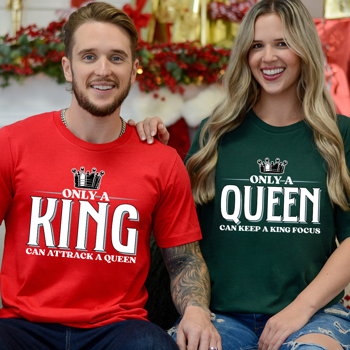 King Attract Queen Focus Matching T-Shirts For Couples