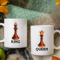 King & Queen Chess Piece Matching Mugs For Couples