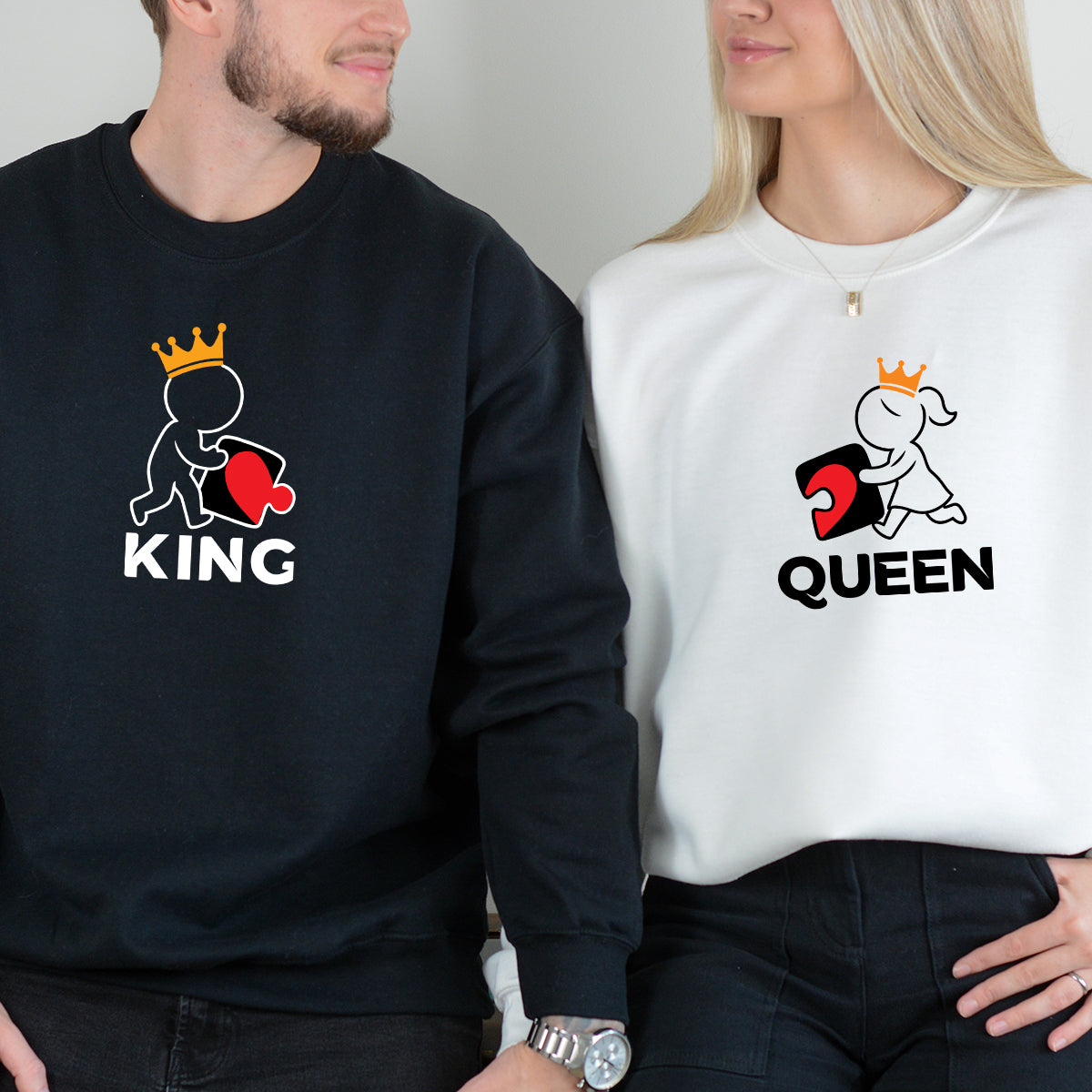 King x Queen Puzzle Matching Hoodies For Couples