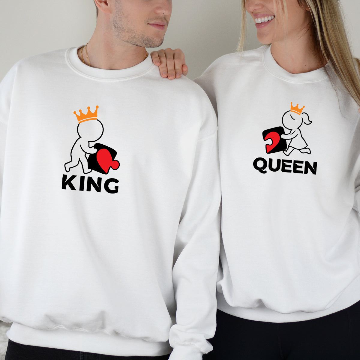King x Queen Puzzle Matching Hoodies For Couples