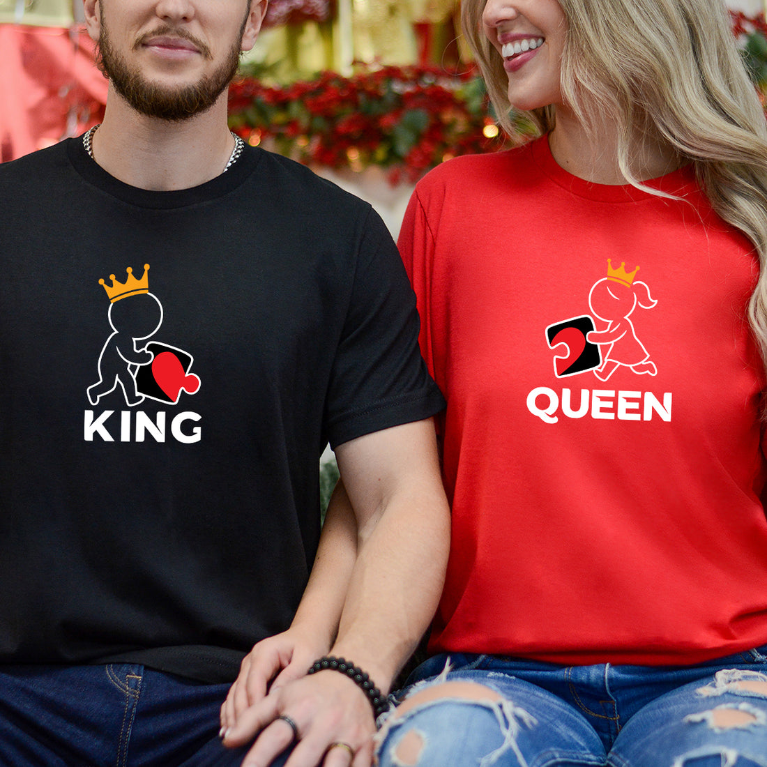 King x Queen Puzzle Matching T-Shirts For Couples