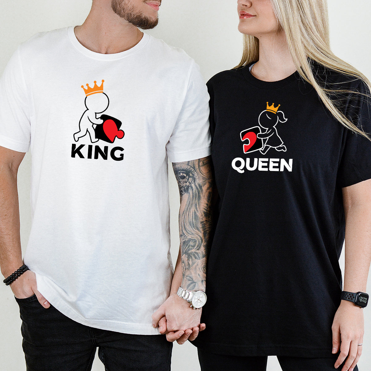 King x Queen Puzzle Matching T-Shirts For Couples