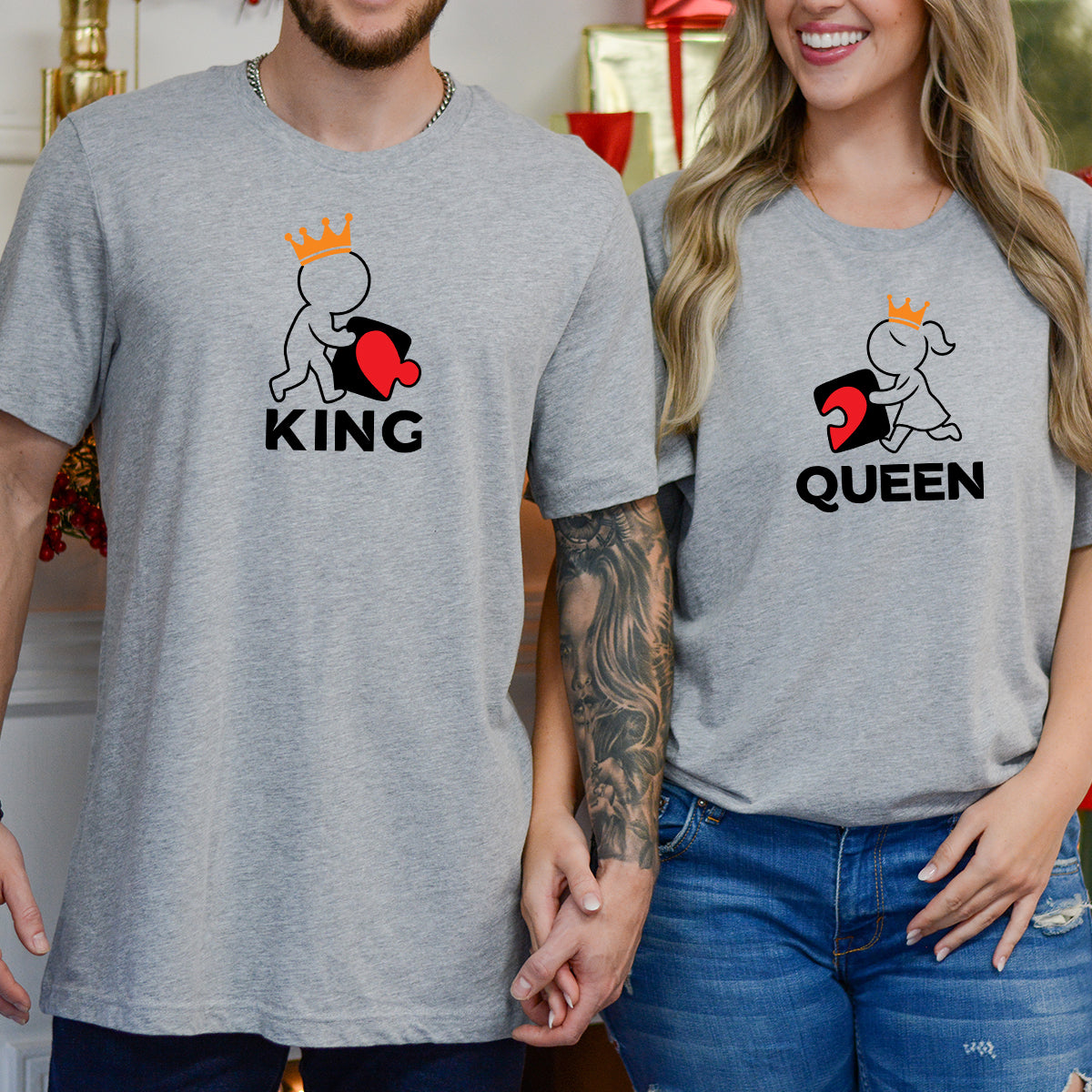 King x Queen Puzzle Matching T-Shirts For Couples