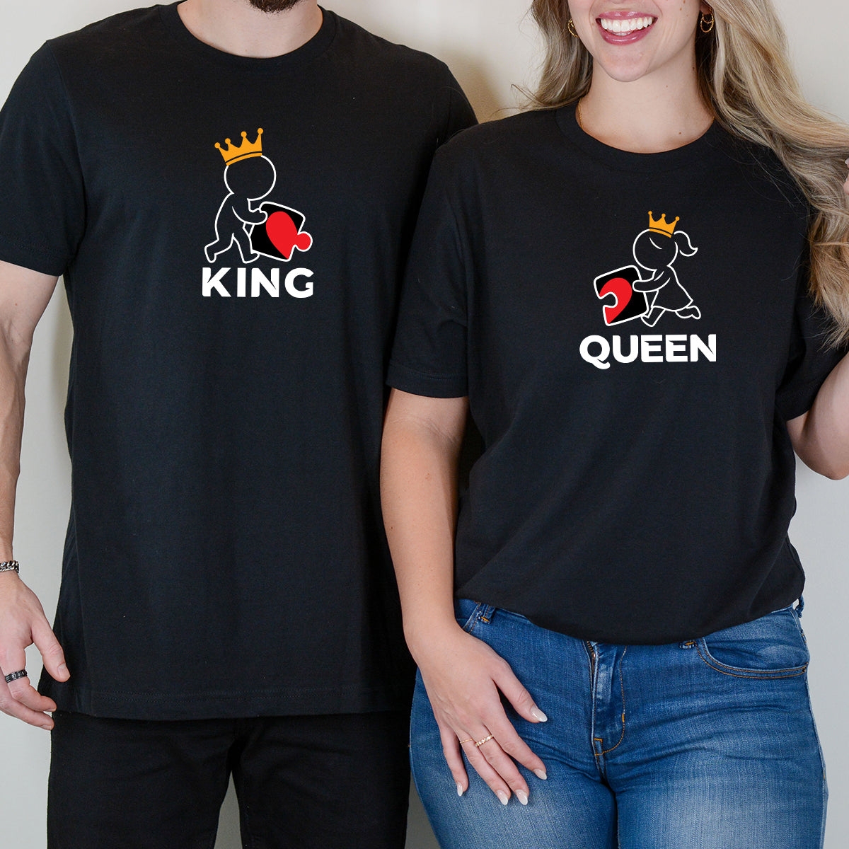 King x Queen Puzzle Matching T-Shirts For Couples