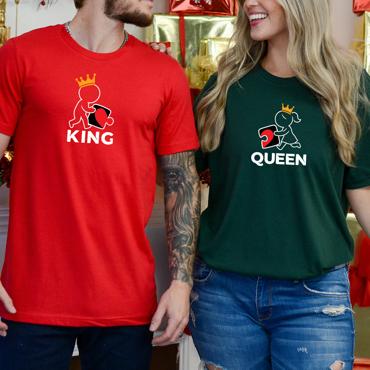 King x Queen Puzzle Matching T-Shirts For Couples