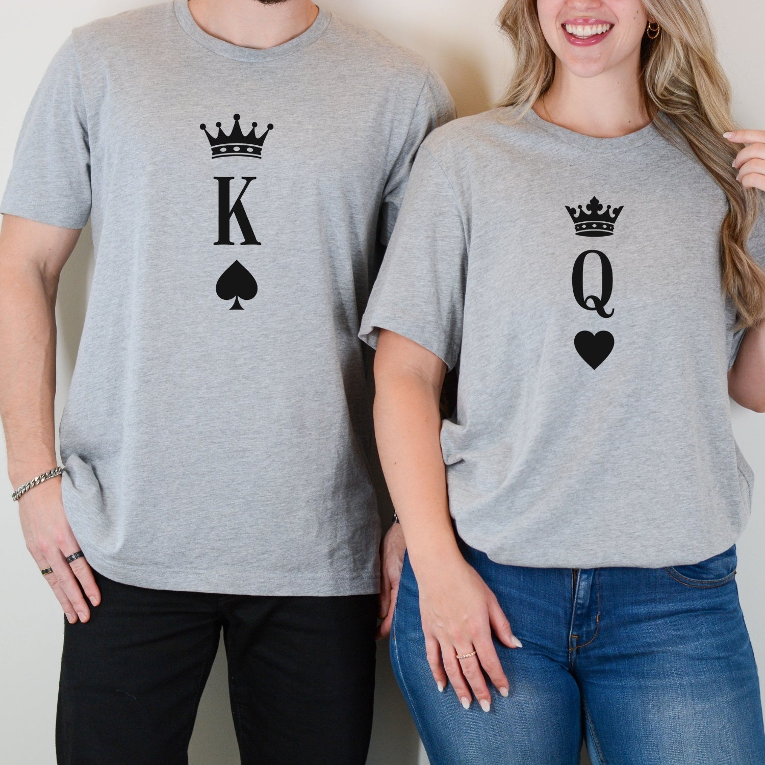 King and Queen Heart Matching T-Shirts For Couples