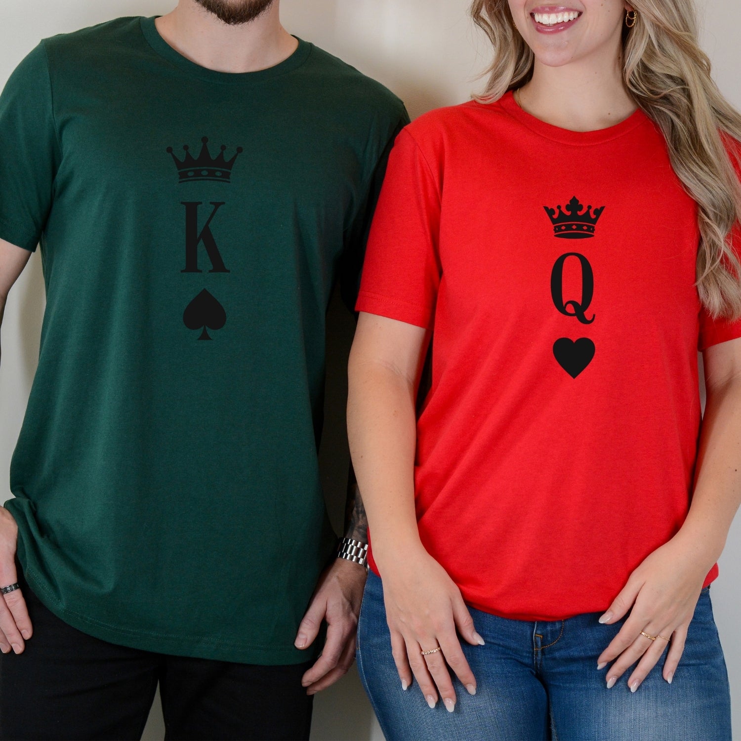 King and Queen Heart Matching T-Shirts For Couples