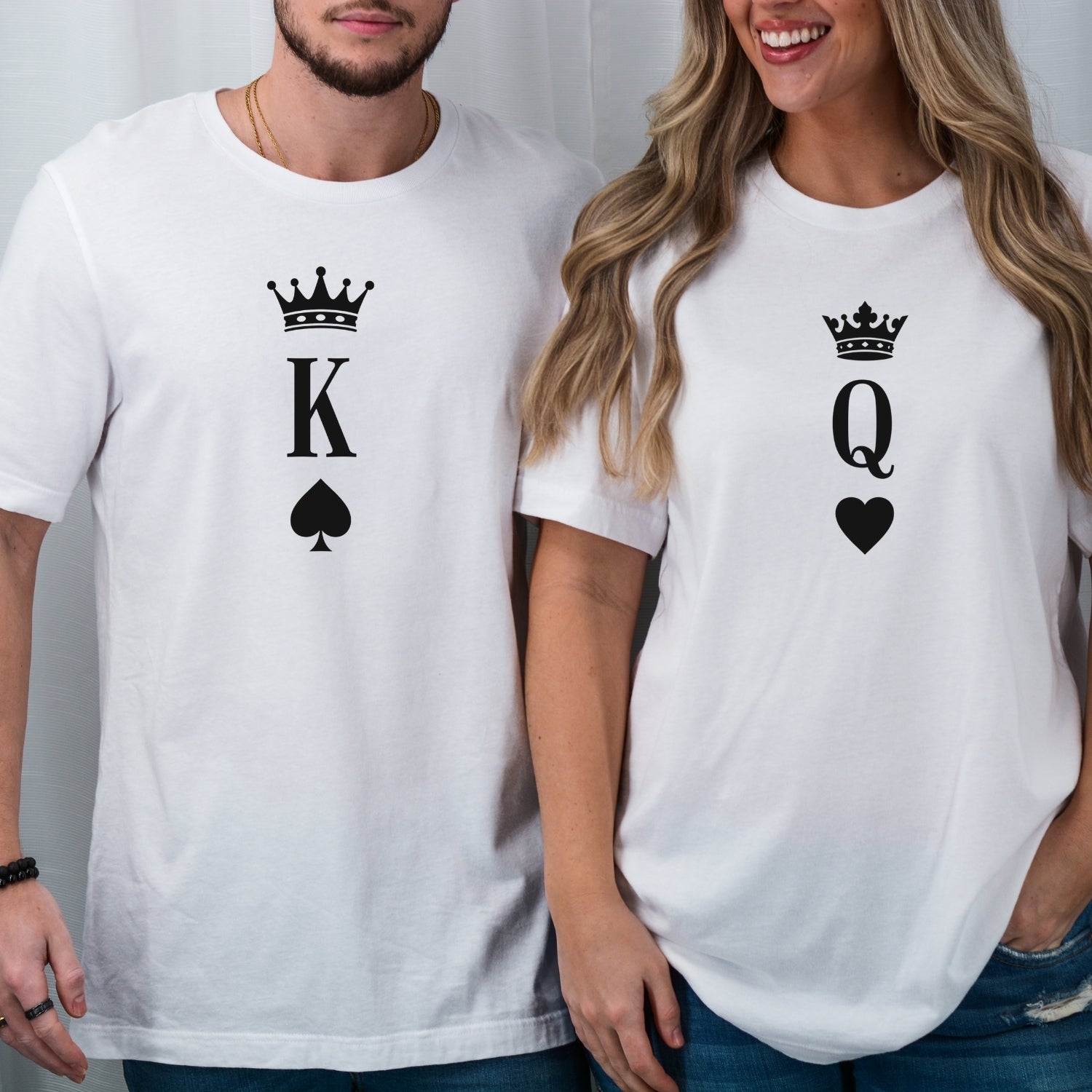 King and Queen Heart Matching T-Shirts For Couples