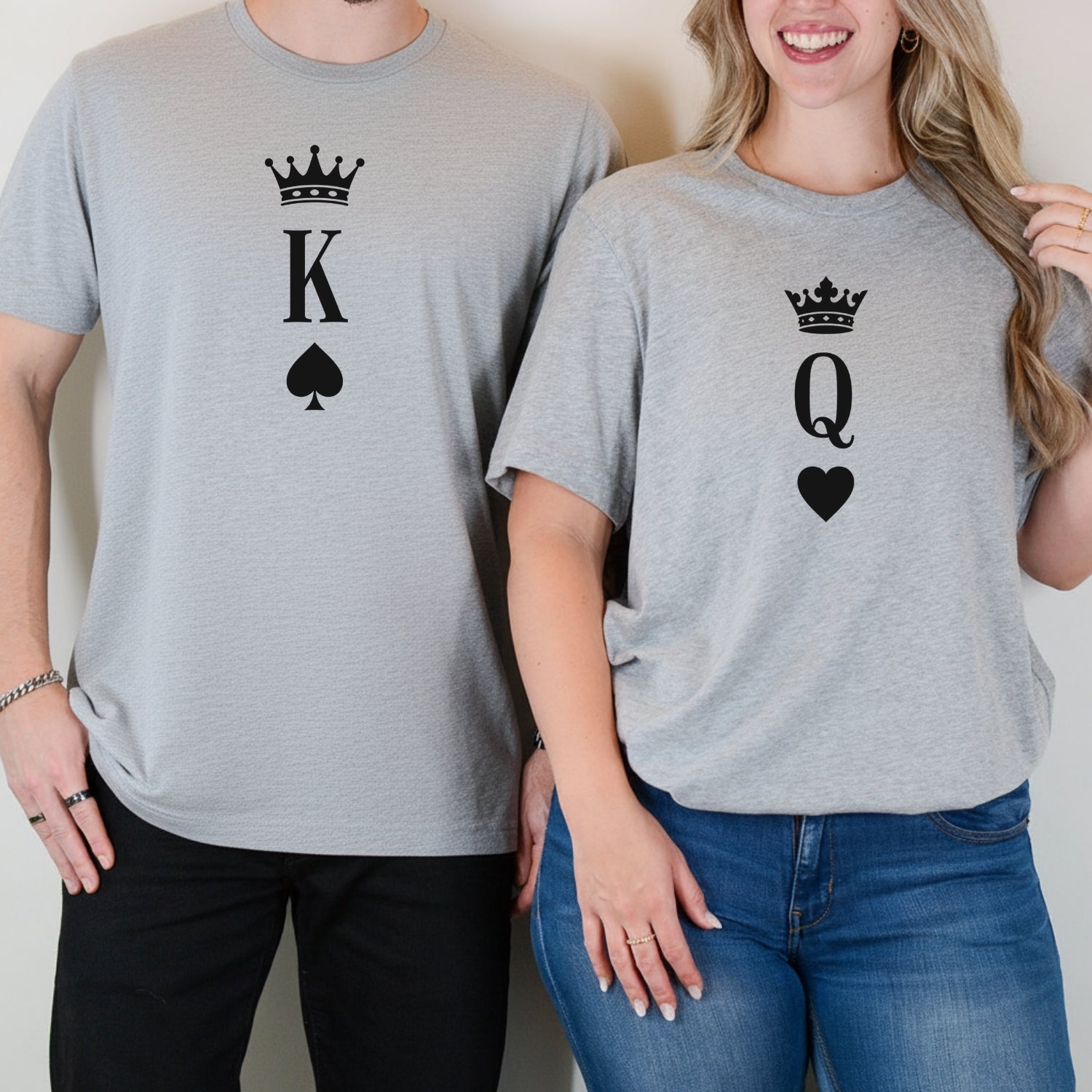King and Queen Heart Matching T-Shirts For Couples