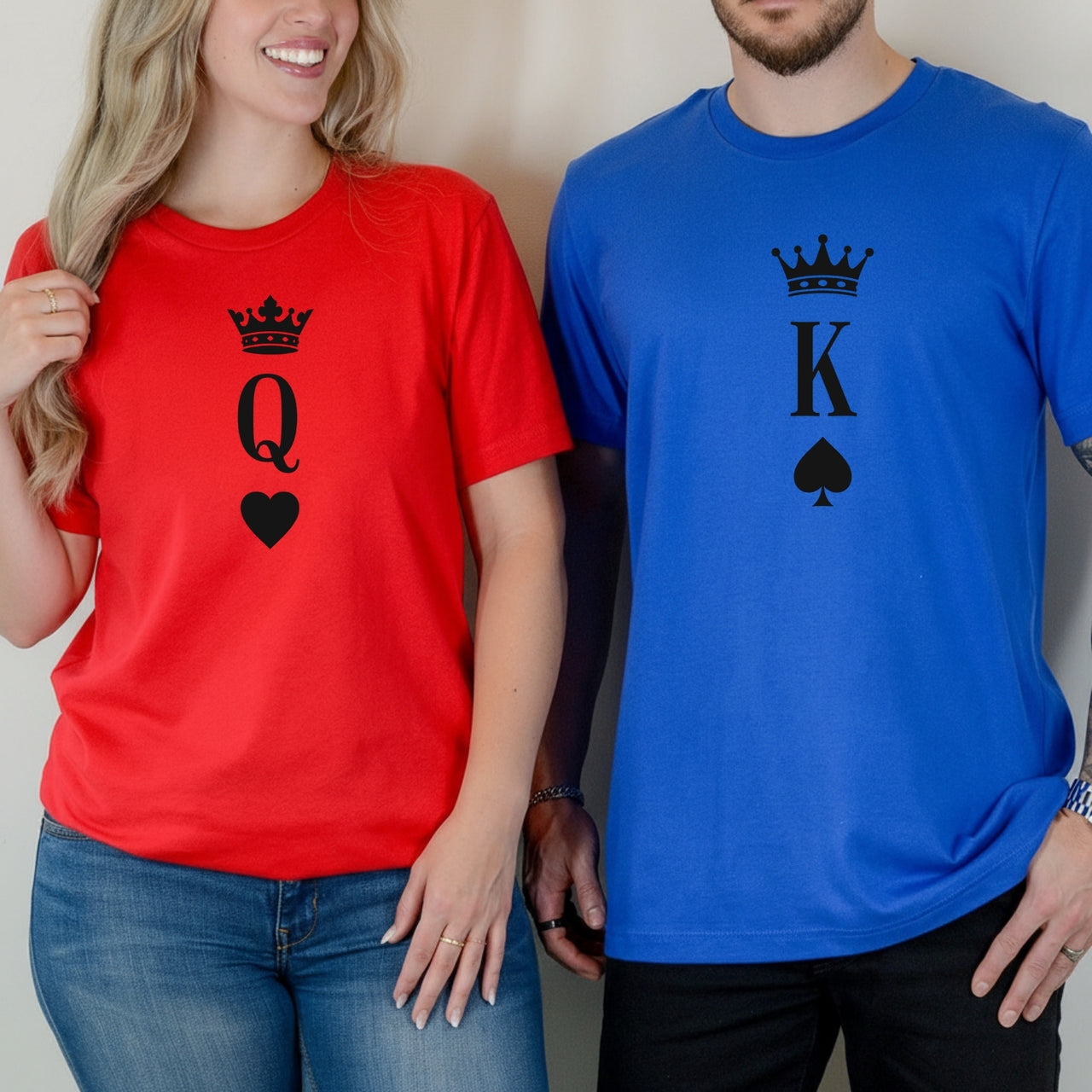 King and Queen Heart Matching T-Shirts For Couples