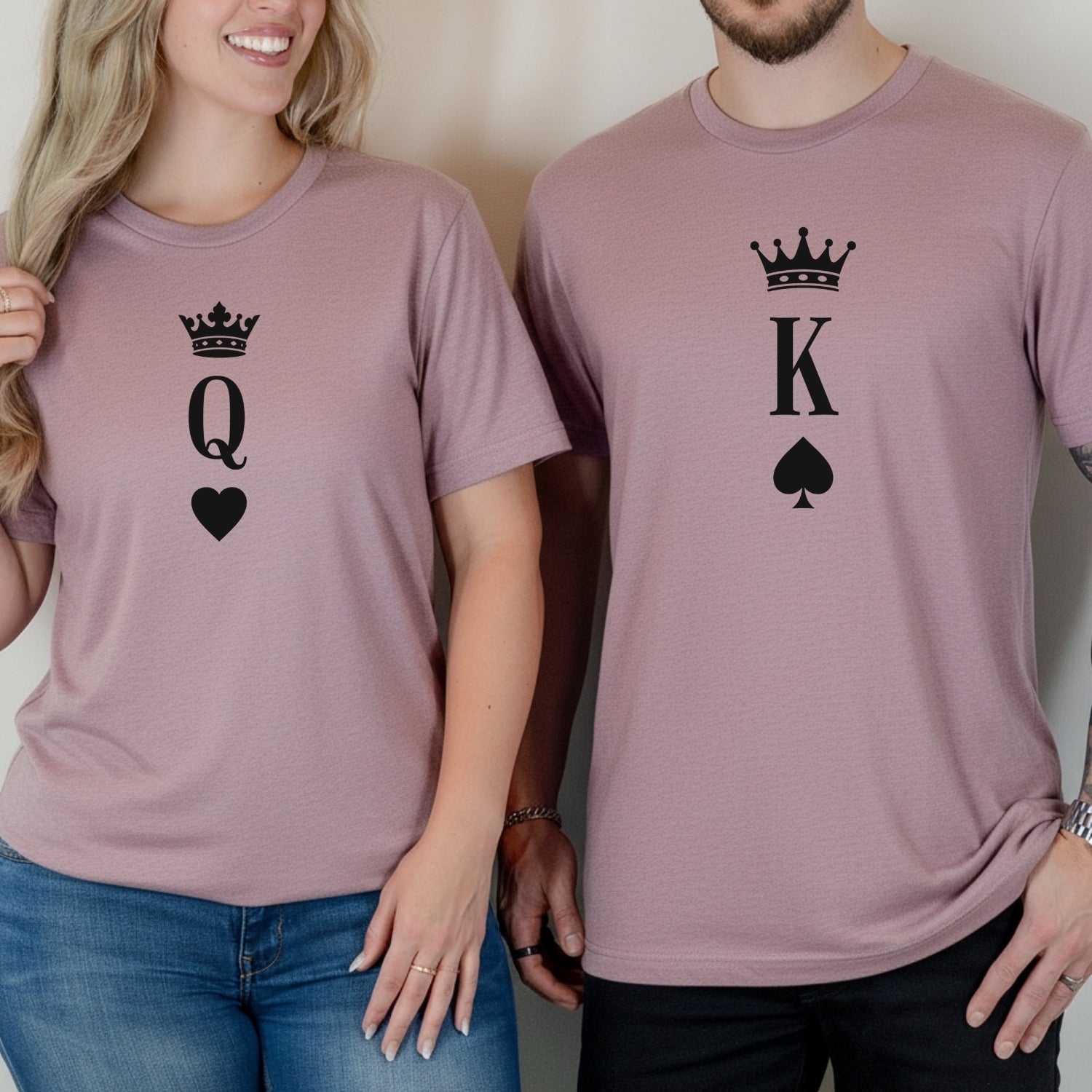 King and Queen Heart Matching T-Shirts For Couples