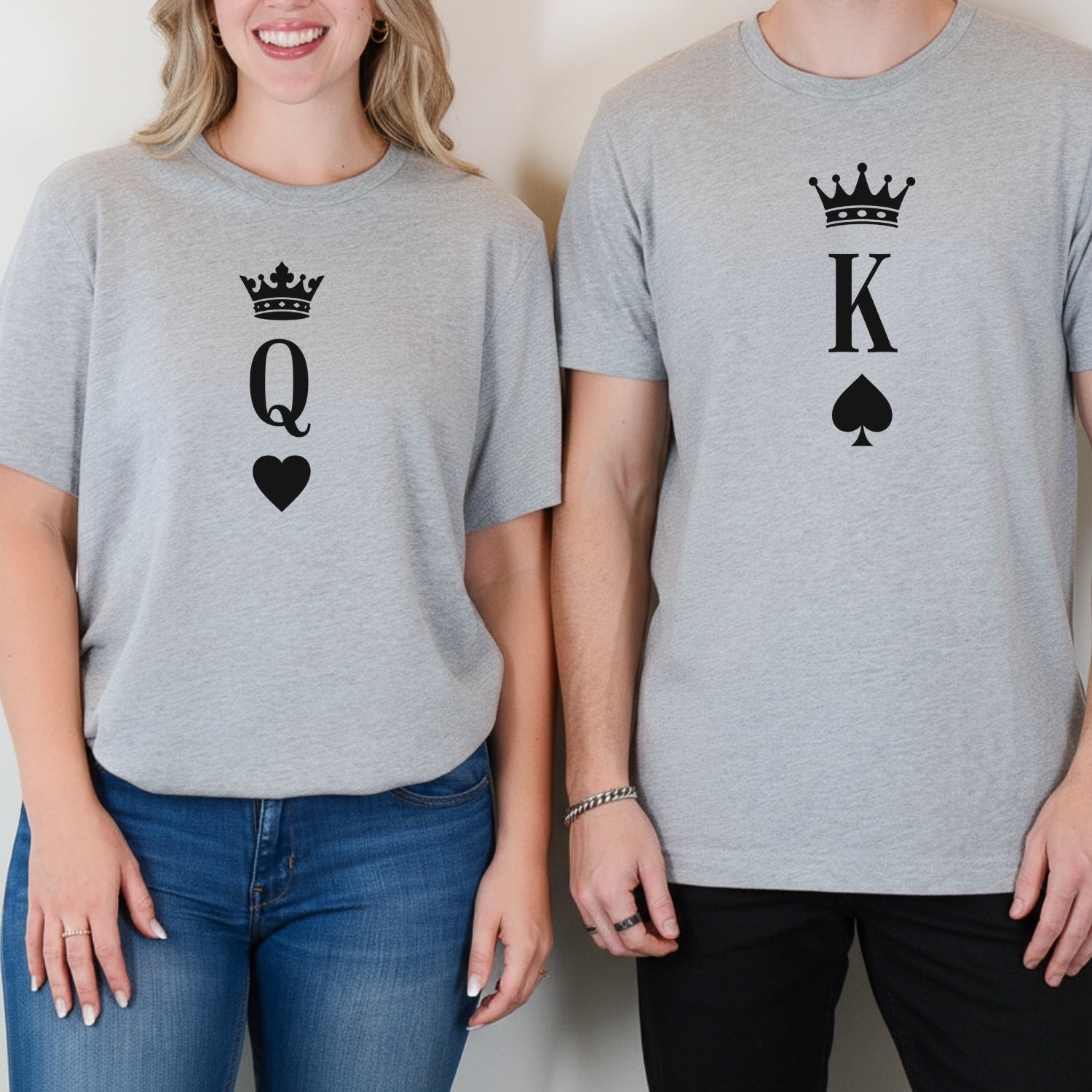 King and Queen Heart Matching T-Shirts For Couples