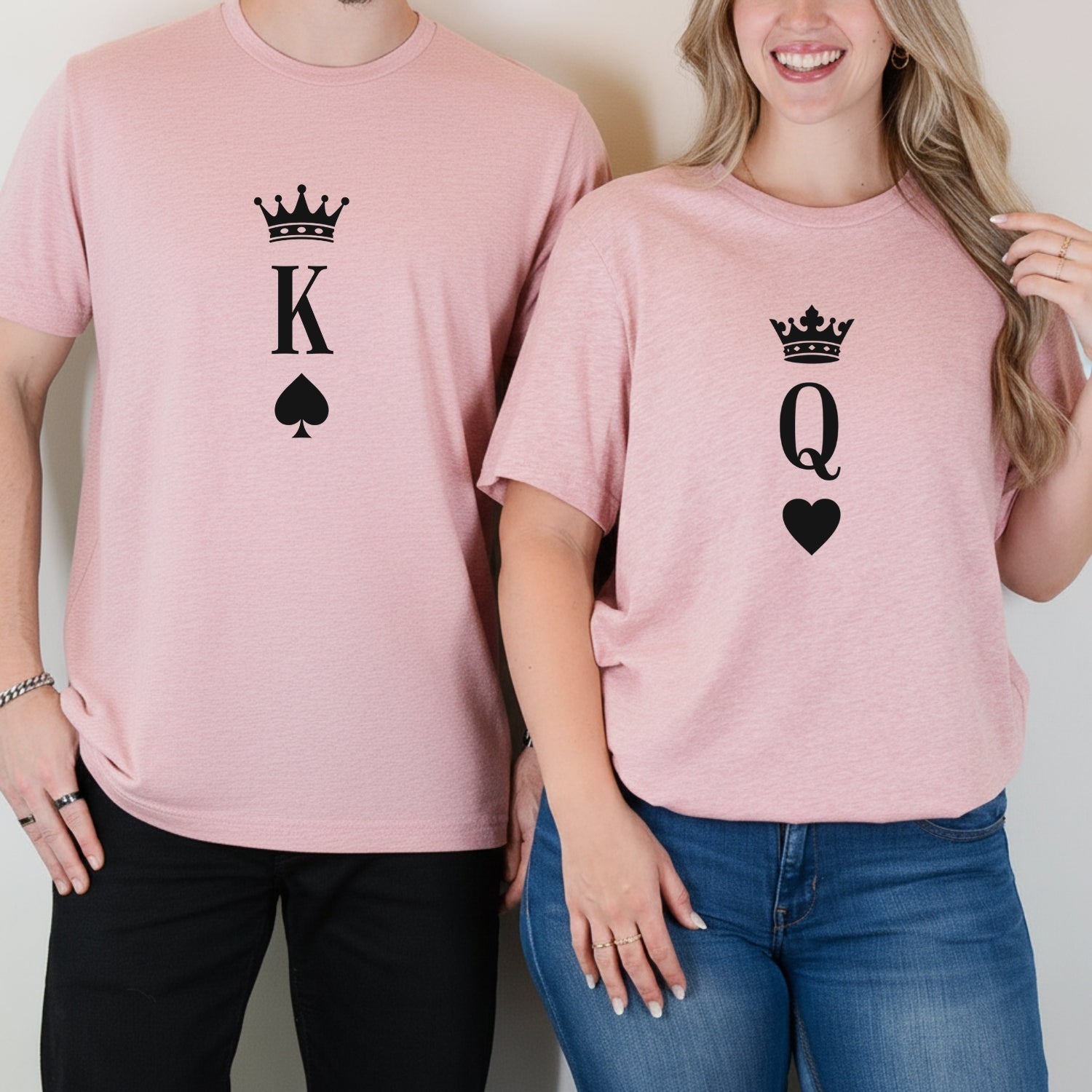 King and Queen Heart Matching T-Shirts For Couples