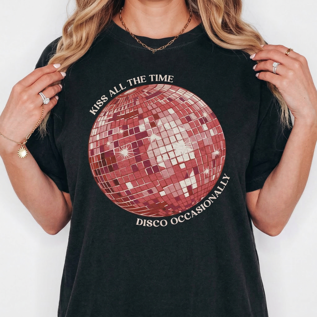Kiss All The Time Disco Occasionally Shirt – Funny Retro Disco Graphic Tee