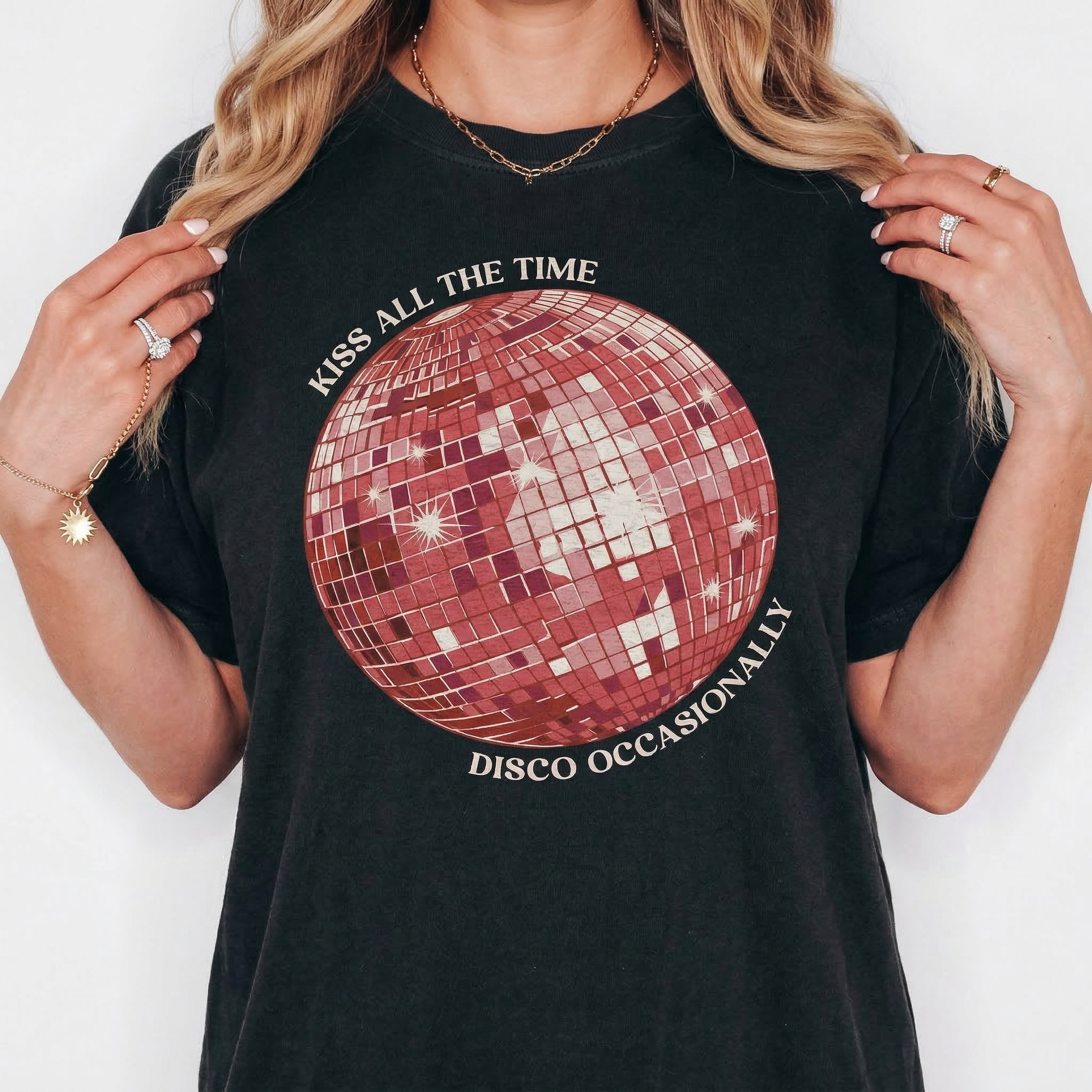 Kiss All The Time Disco Occasionally Shirt – Funny Retro Disco Graphic Tee