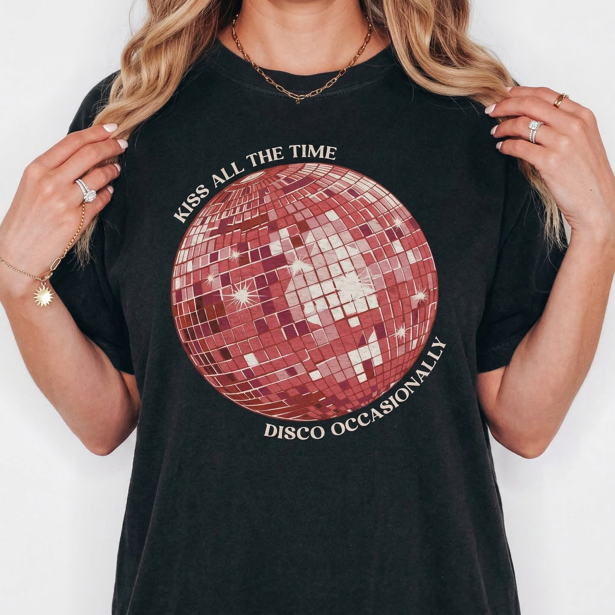 Kiss All The Time Disco Occasionally Shirt – Funny Retro Disco Graphic Tee