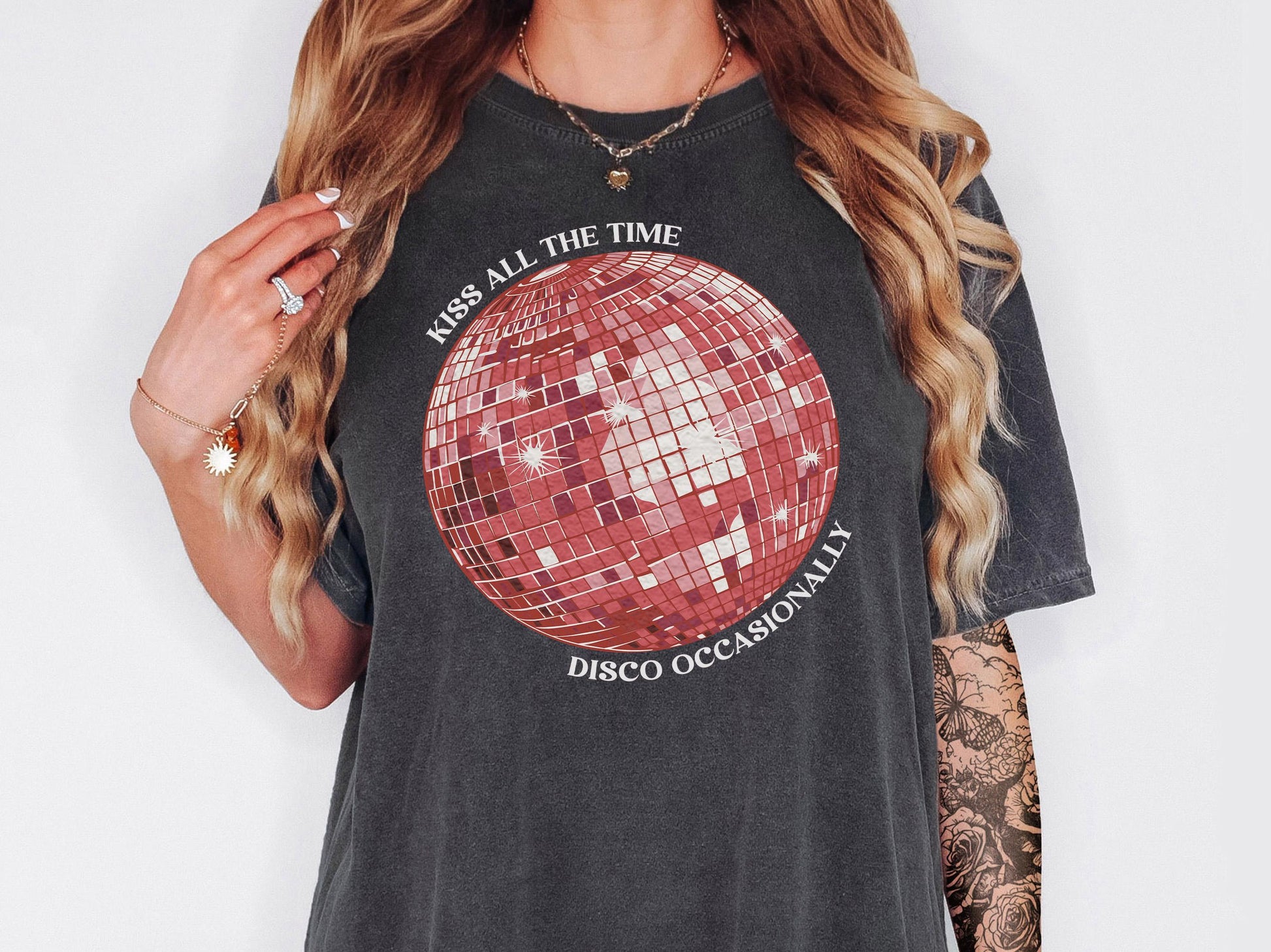 Kiss All The Time Disco Occasionally Shirt – Funny Retro Disco Graphic Tee