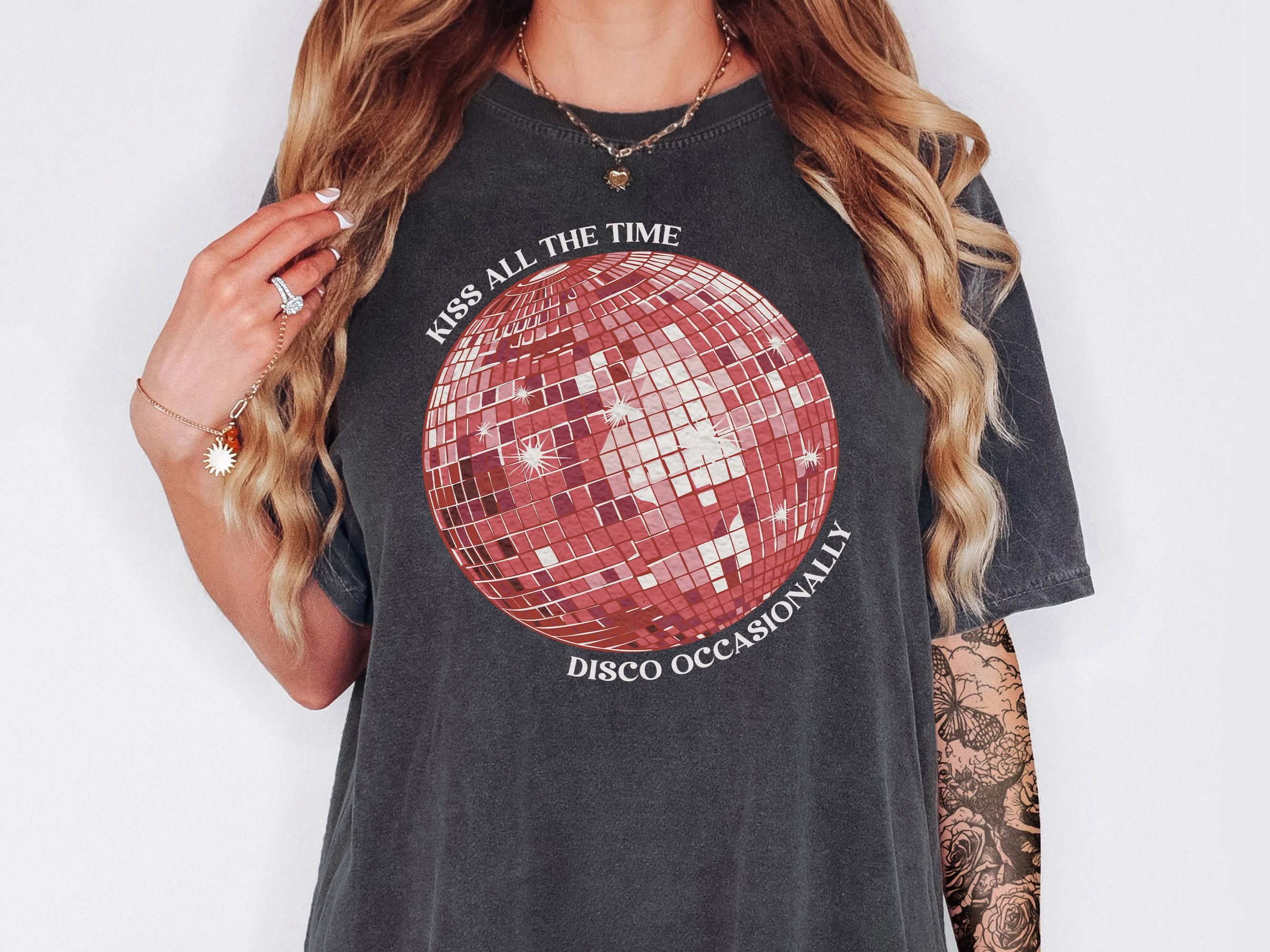 Kiss All The Time Disco Occasionally Shirt – Funny Retro Disco Graphic Tee