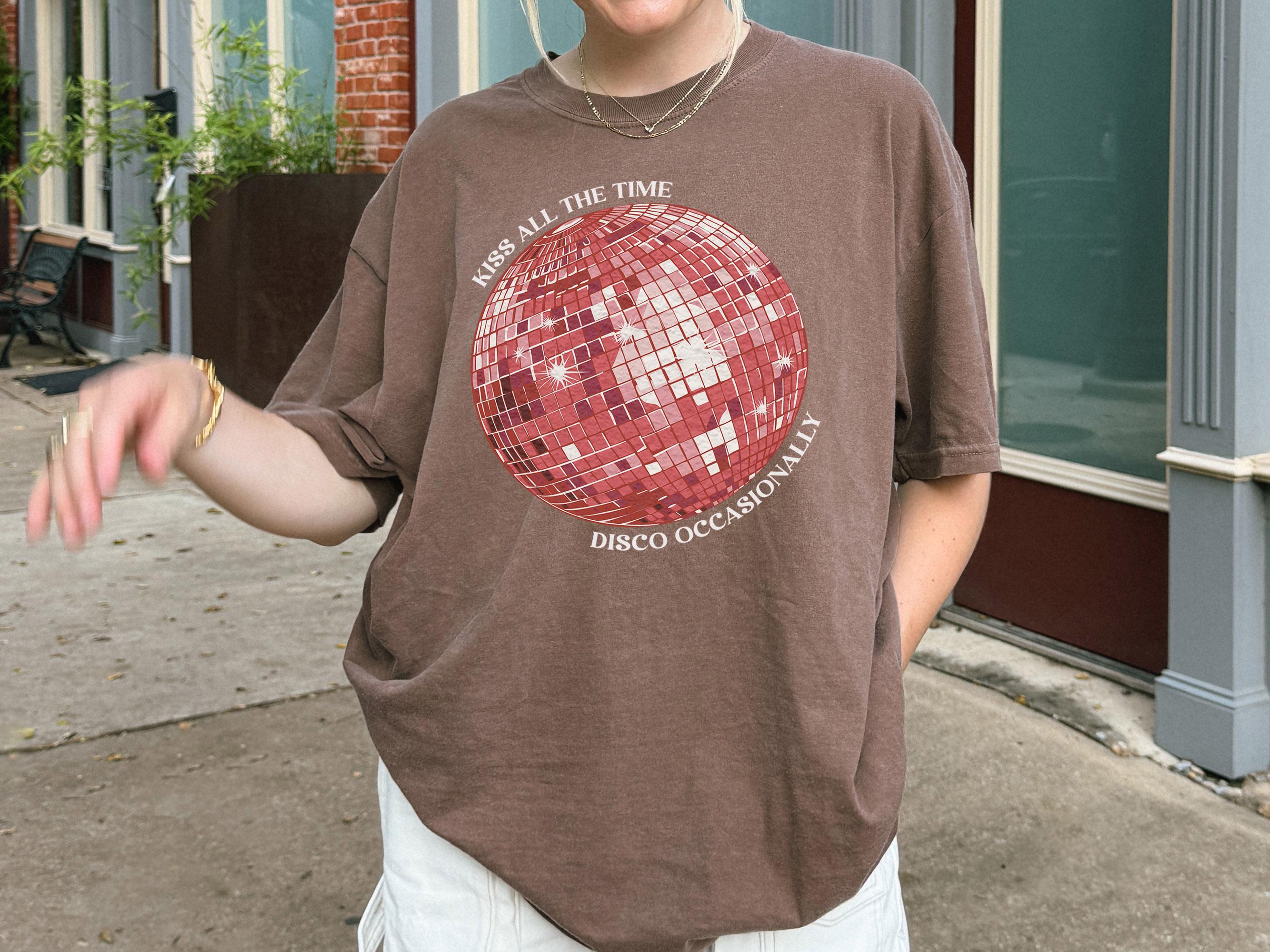 Kiss All The Time Disco Occasionally Shirt – Funny Retro Disco Graphic Tee