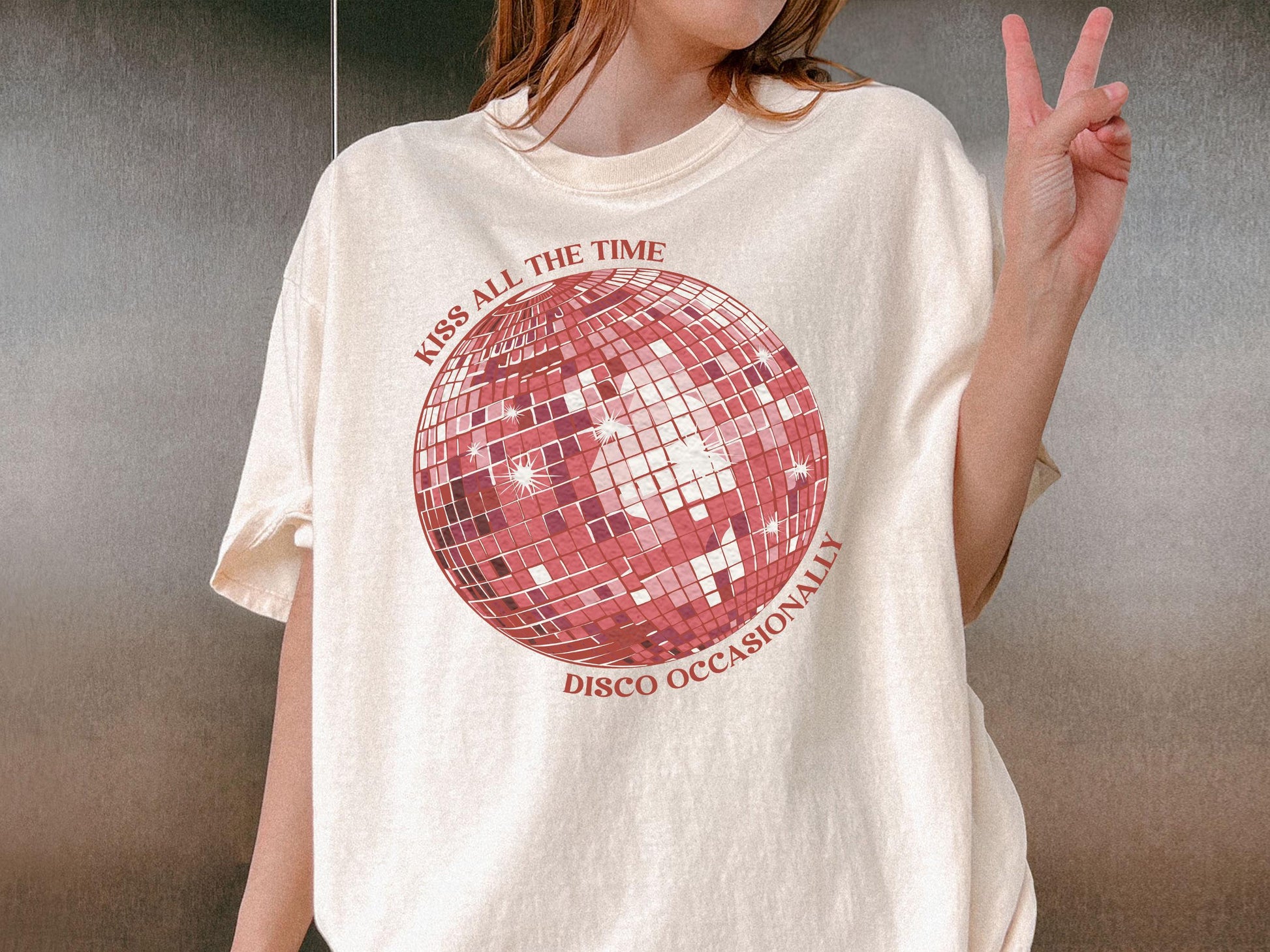 Kiss All The Time Disco Occasionally Shirt – Funny Retro Disco Graphic Tee
