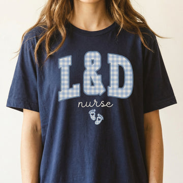 L&D Nurse Gingham Shirt – Labor and Delivery Graphic Tee