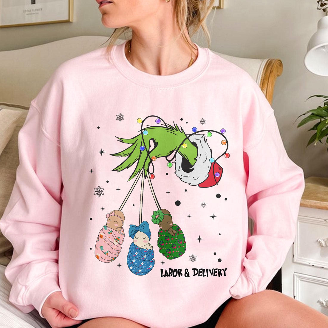 Labor and Delivery Nurse Christmas Sweatshirt – L&D Nurse Holiday Gift, Baby OB RN Sweater, Mother Baby Crewneck