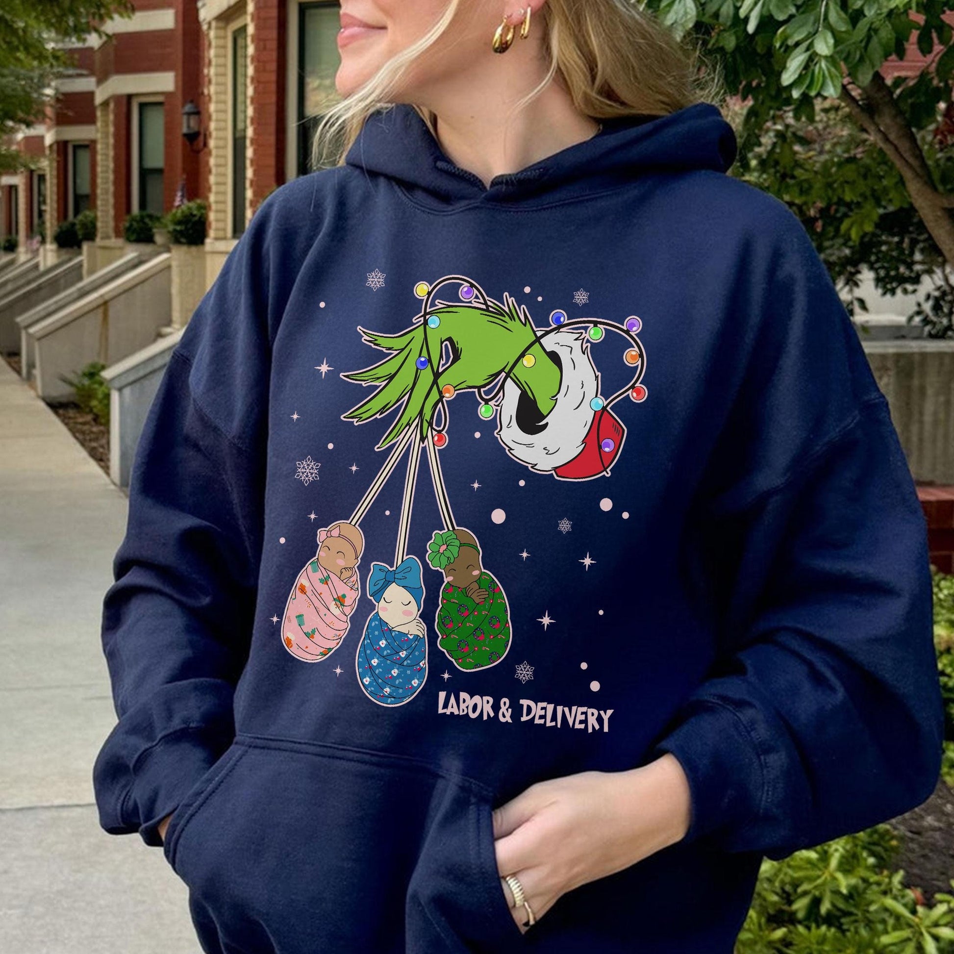 Labor and Delivery Nurse Christmas Sweatshirt – L&D Nurse Holiday Gift, Baby OB RN Sweater, Mother Baby Crewneck