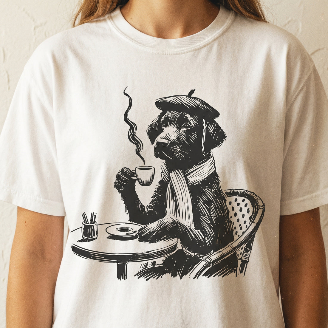 Labrador Retriever Paris T-Shirt – French Café Dog Mom Gift