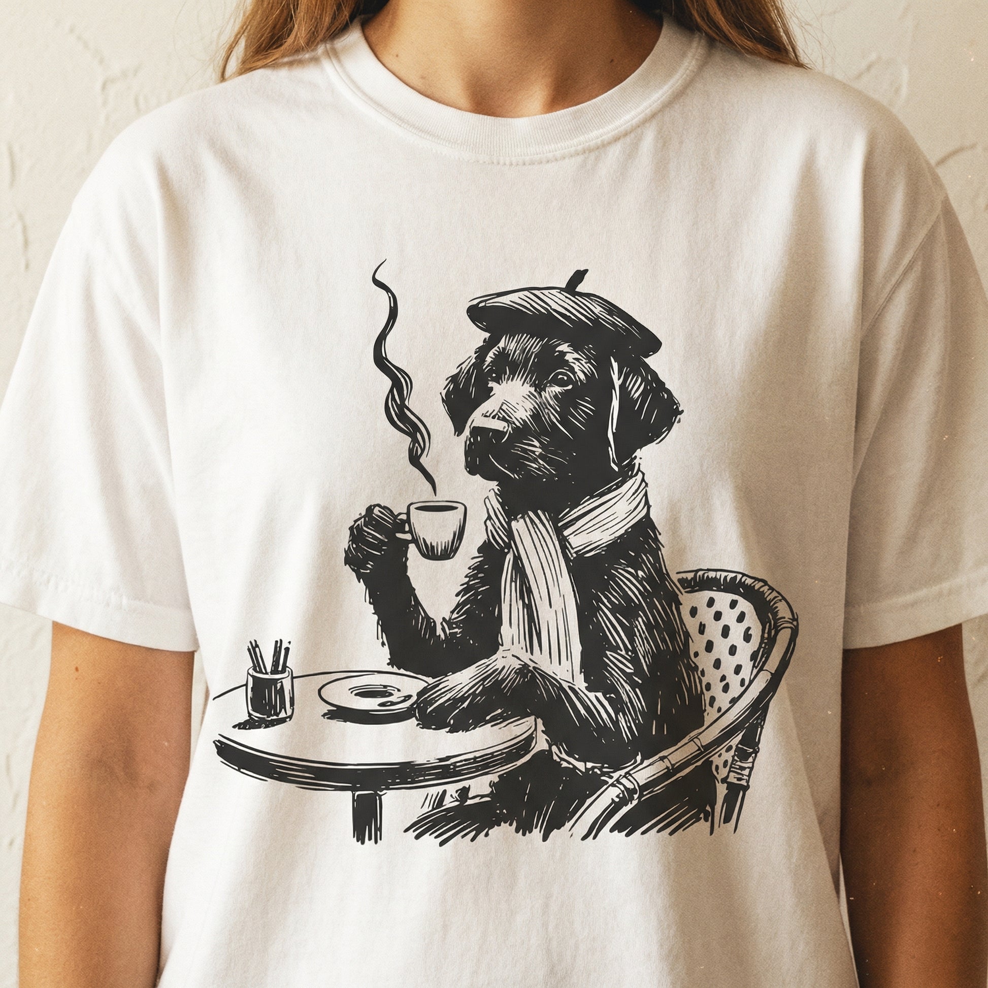 Labrador Retriever Paris T-Shirt – French Café Dog Mom Gift