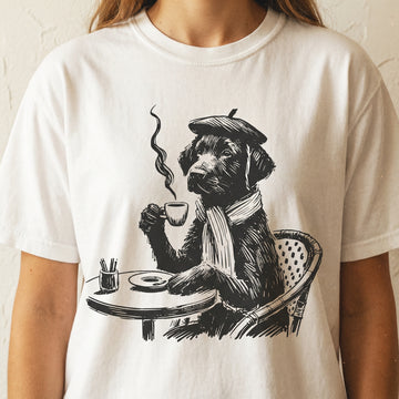 Labrador Retriever Paris T-Shirt – French Café Dog Mom Gift
