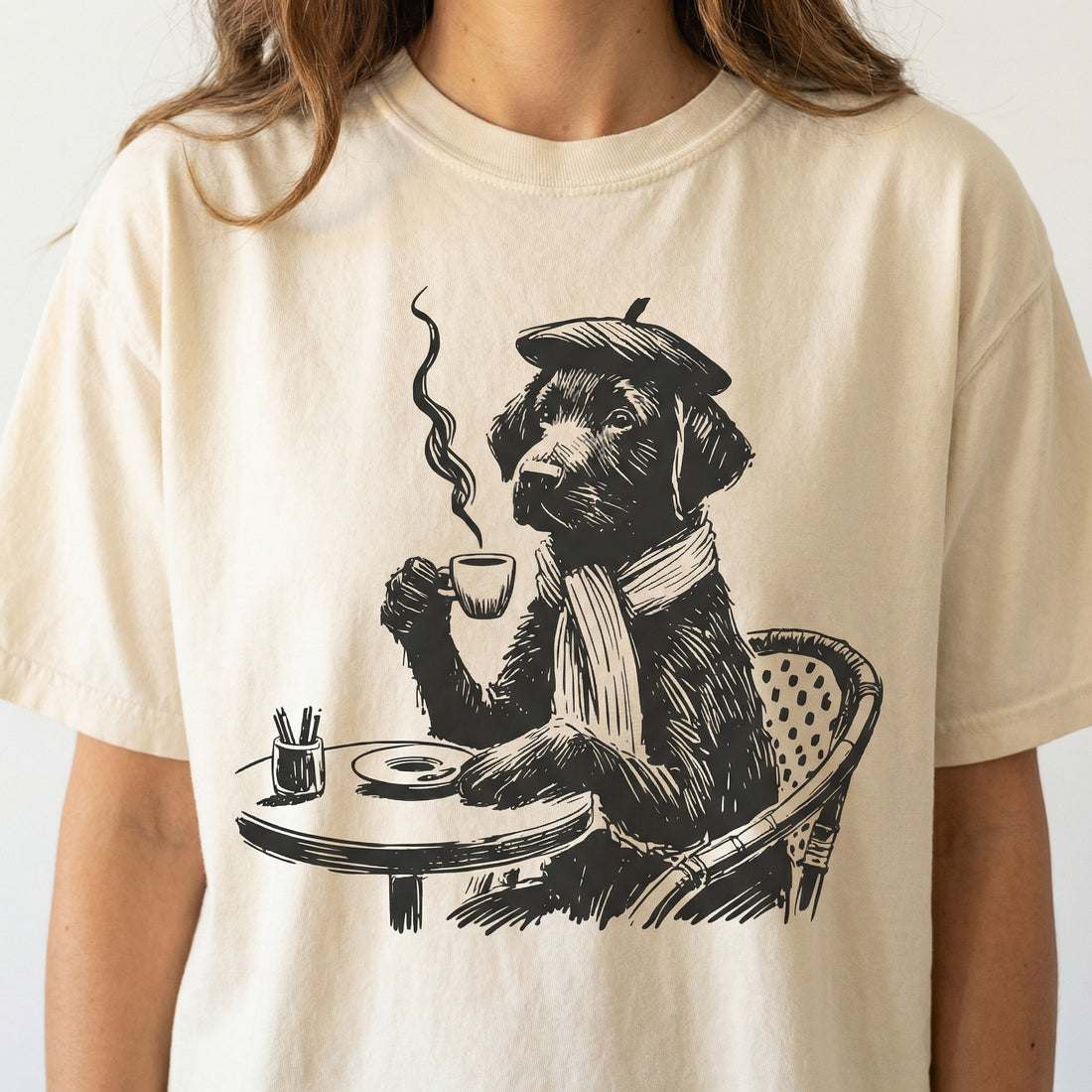 Labrador Retriever Paris T-Shirt – French Café Dog Mom Gift
