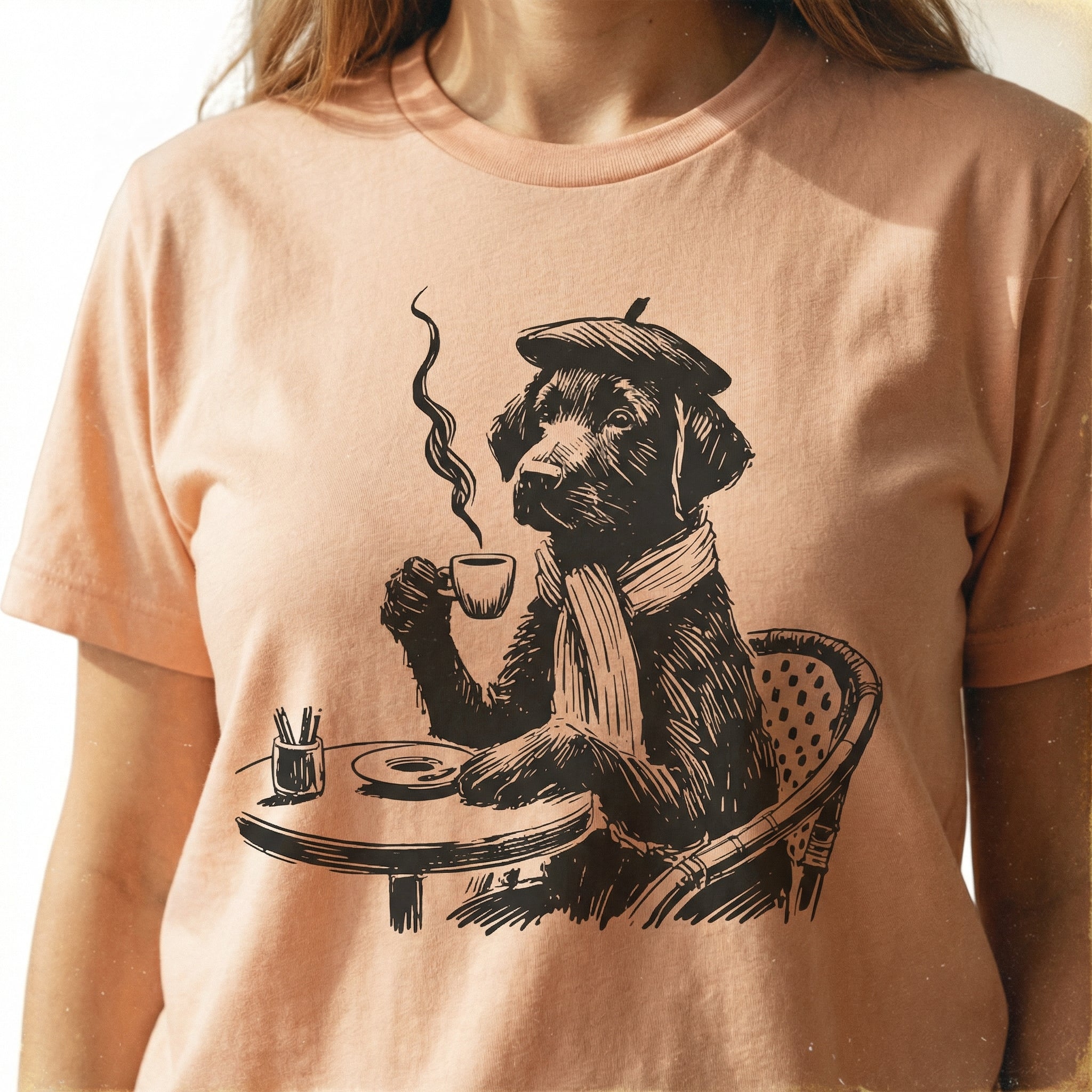 Labrador Retriever Paris T-Shirt – French Café Dog Mom Gift