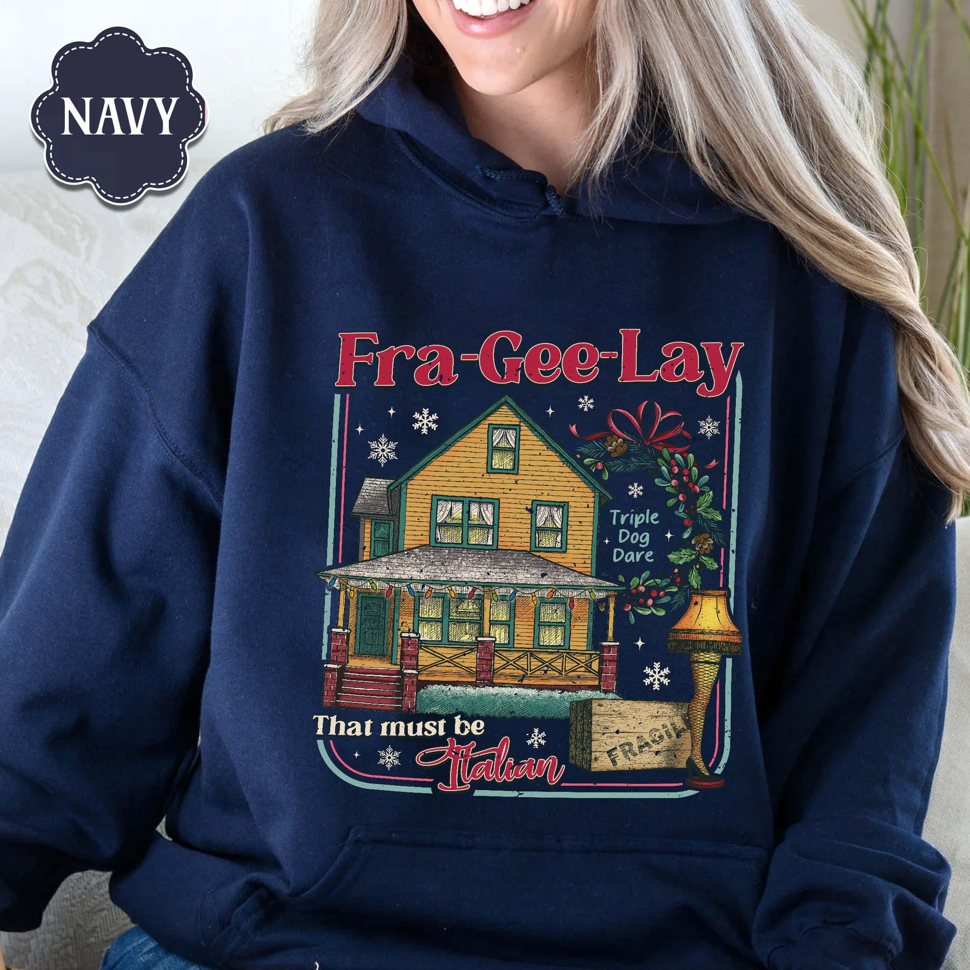 Leg Lamp Christmas Sweatshirt – Funny 90s Nostalgia Oh Fudge Holiday Shirt