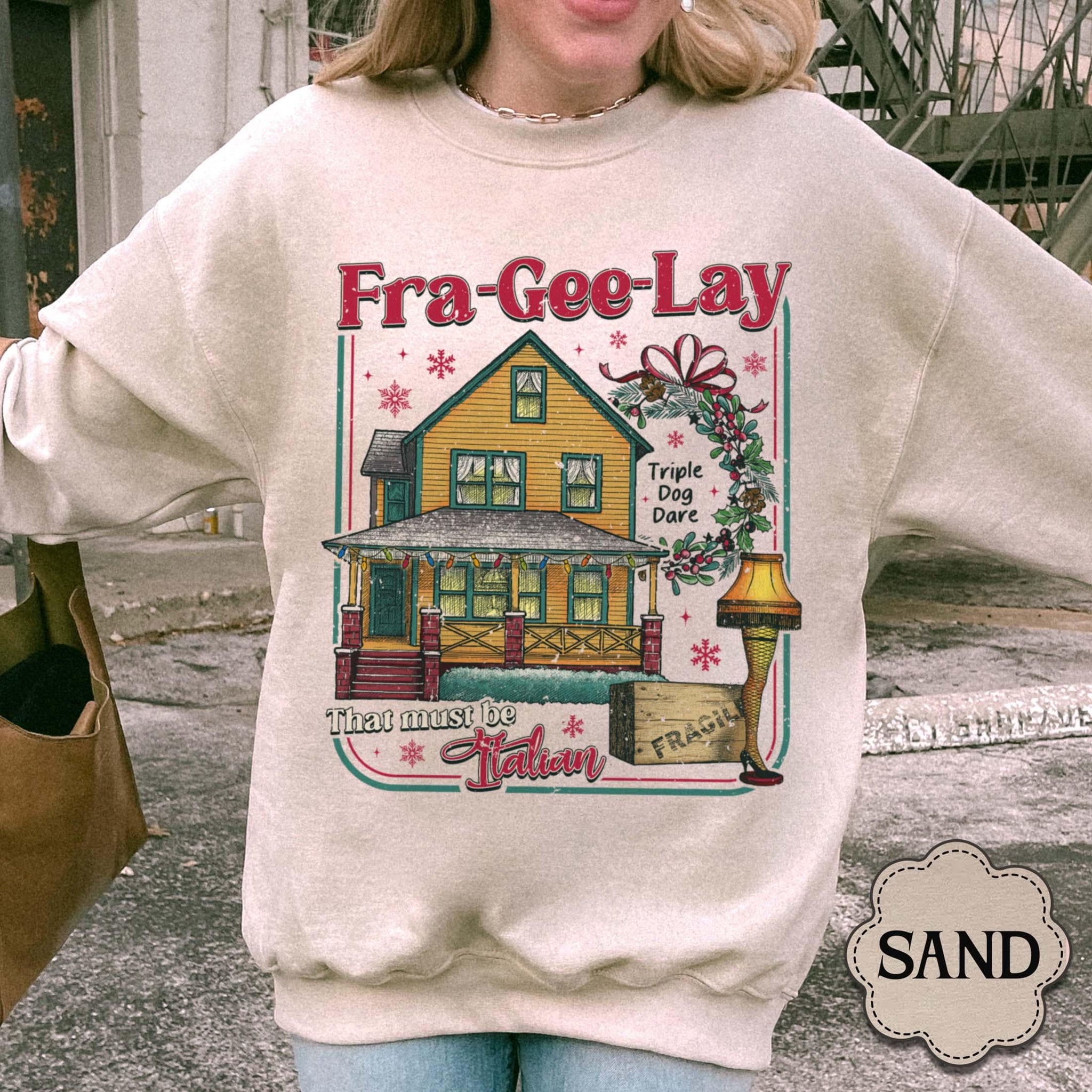 Leg Lamp Christmas Sweatshirt – Funny 90s Nostalgia Oh Fudge Holiday Shirt