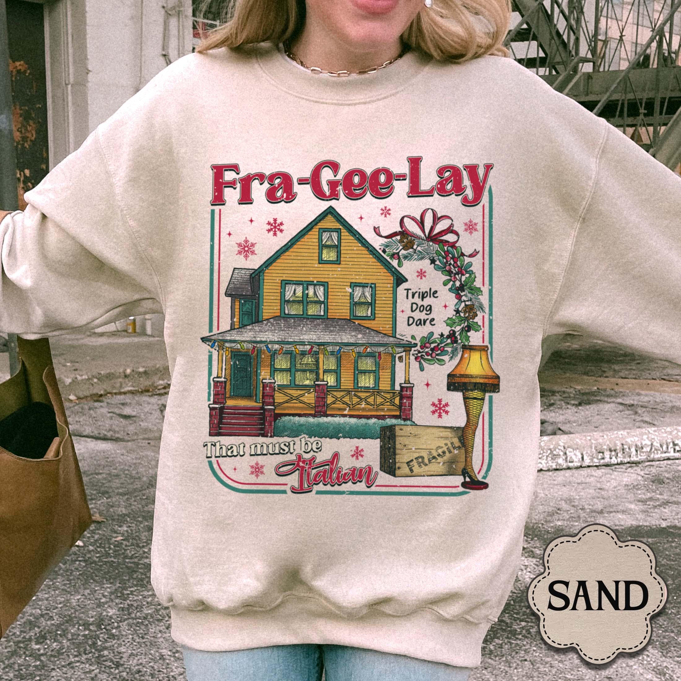 Leg Lamp Christmas Sweatshirt – Funny 90s Nostalgia Oh Fudge Holiday Shirt
