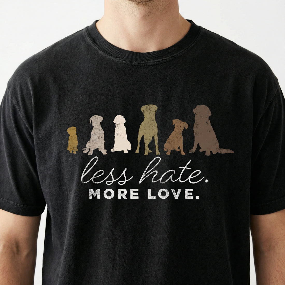 Less Hate More Love Graphic T-Shirt – Positive Message Unisex Tee