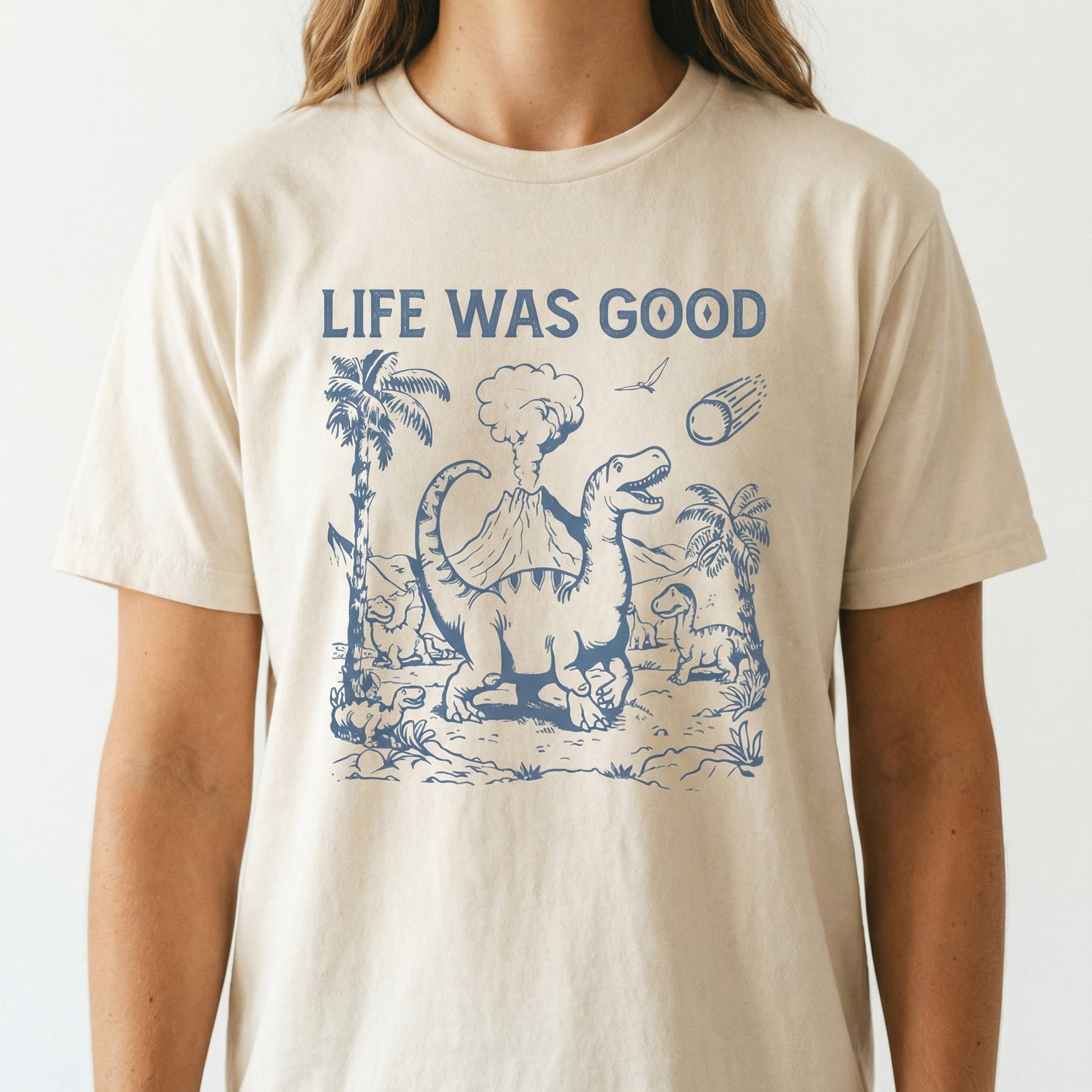 Life Was Good Dinosaur Graphic T-Shirt – Retro 90s Funny Dino Meme Tee