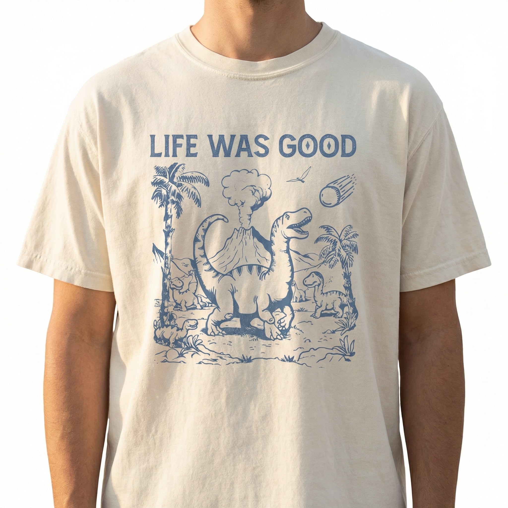 Life Was Good Dinosaur Graphic T-Shirt – Retro 90s Funny Dino Meme Tee