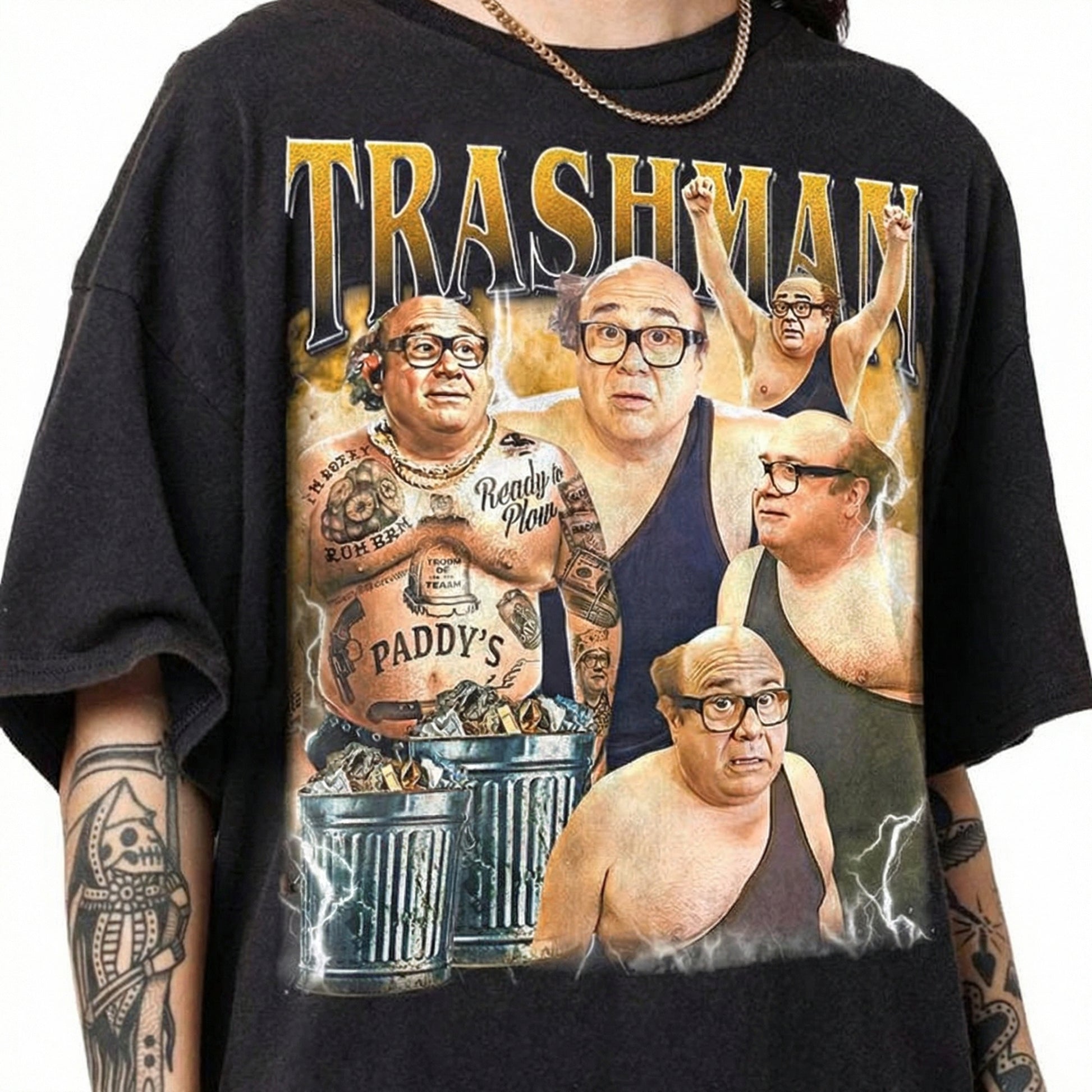 Limited Vintage Denny Devito Trashman Graphic T-Shirt – Retro Meme Style Unisex Tee