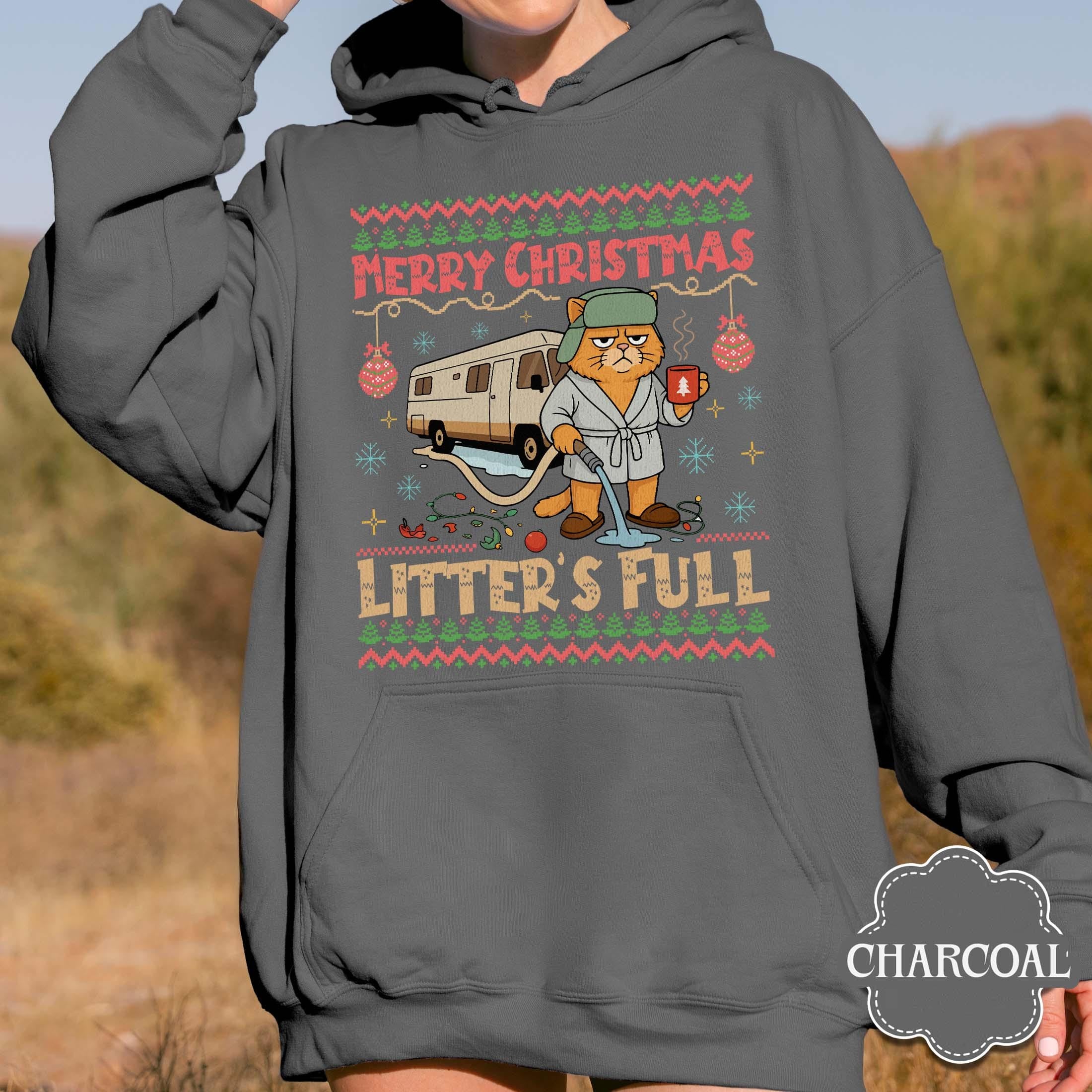 Litter’s Full Cat Christmas Sweatshirt – Funny Xmas Vacation–Inspired Holiday Movie Shirt