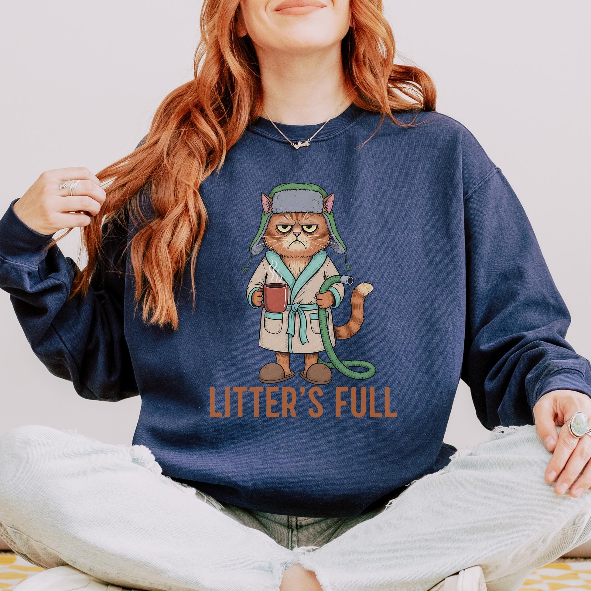 Litters Full Funny Cat Lovers Christmas Shirt – Cute Xmas Cat Humor Tee, Unisex Holiday Shirt