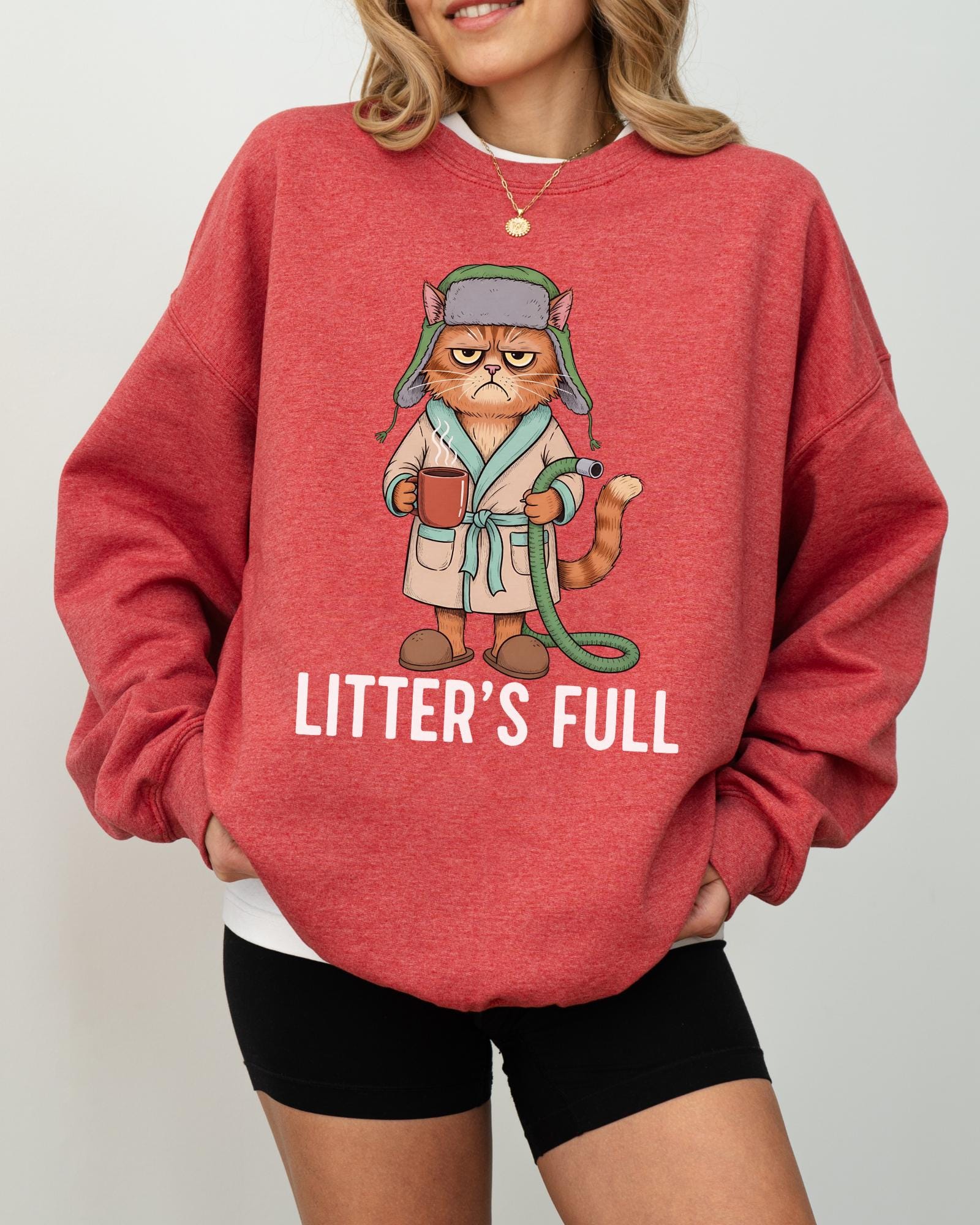 Litters Full Funny Cat Lovers Christmas Shirt – Cute Xmas Cat Humor Tee, Unisex Holiday Shirt