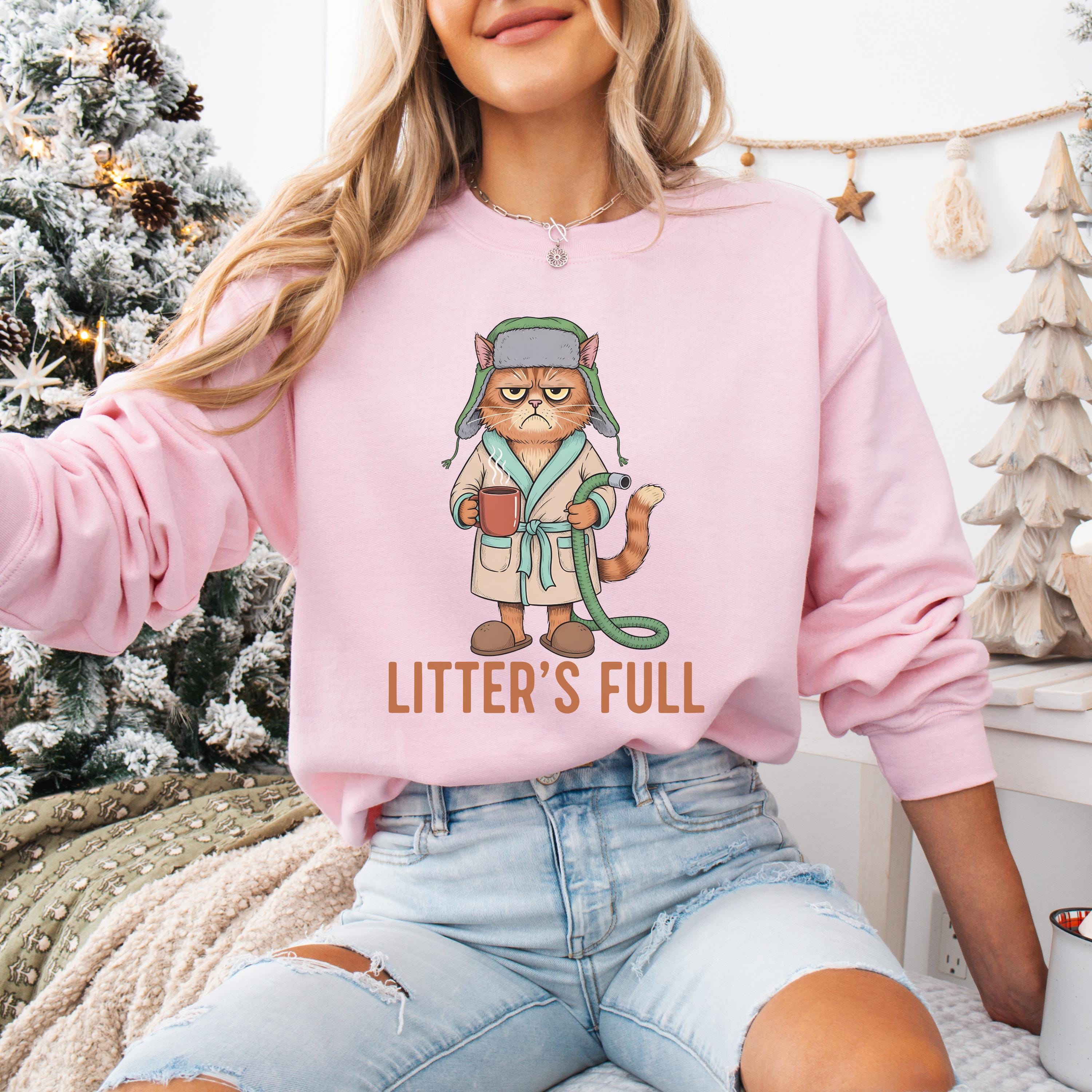 Litters Full Funny Cat Lovers Christmas Shirt – Cute Xmas Cat Humor Tee, Unisex Holiday Shirt