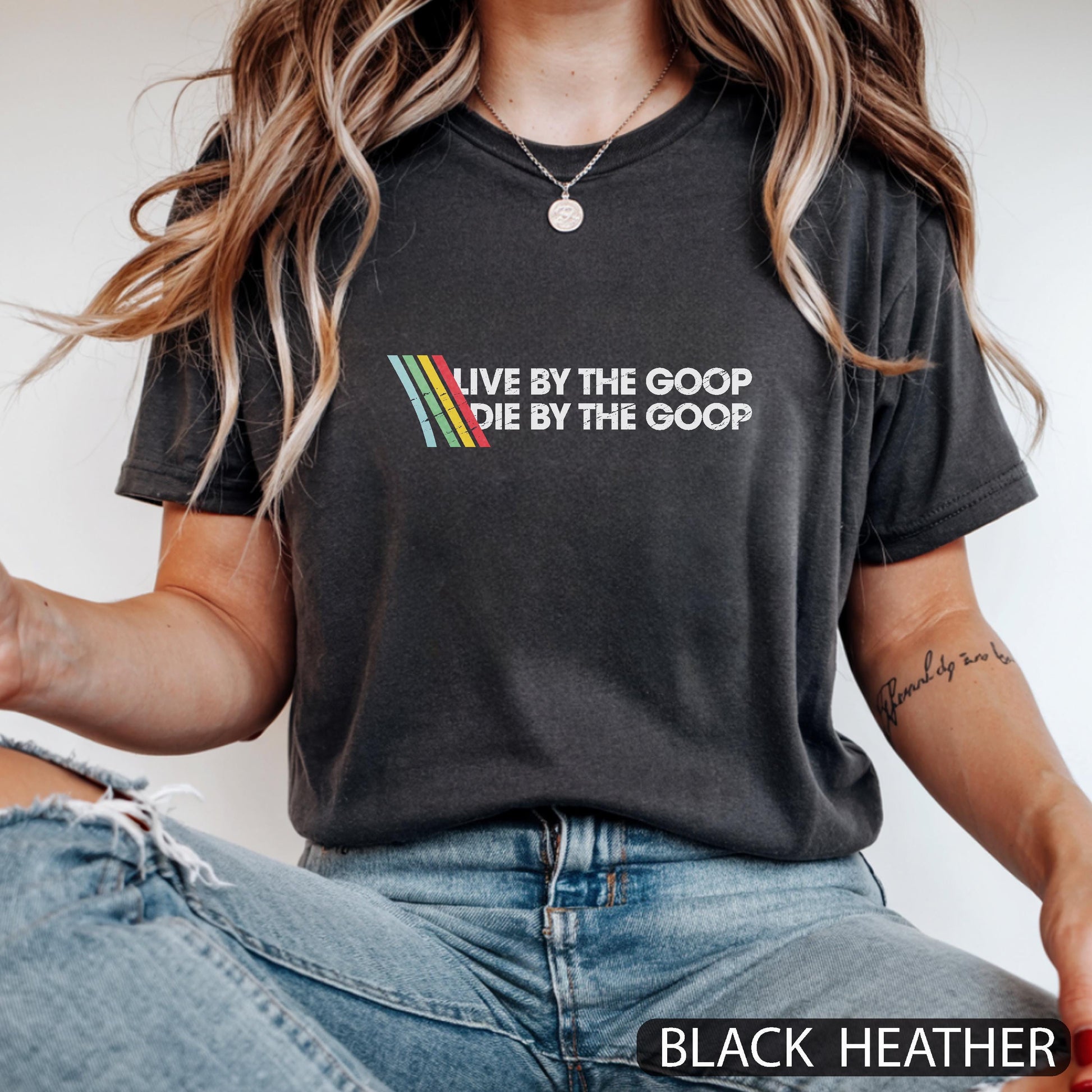 Live By the Goop Die By the Goop Shirt – Funny Gamer Motto Tee, Retro Distressed Style