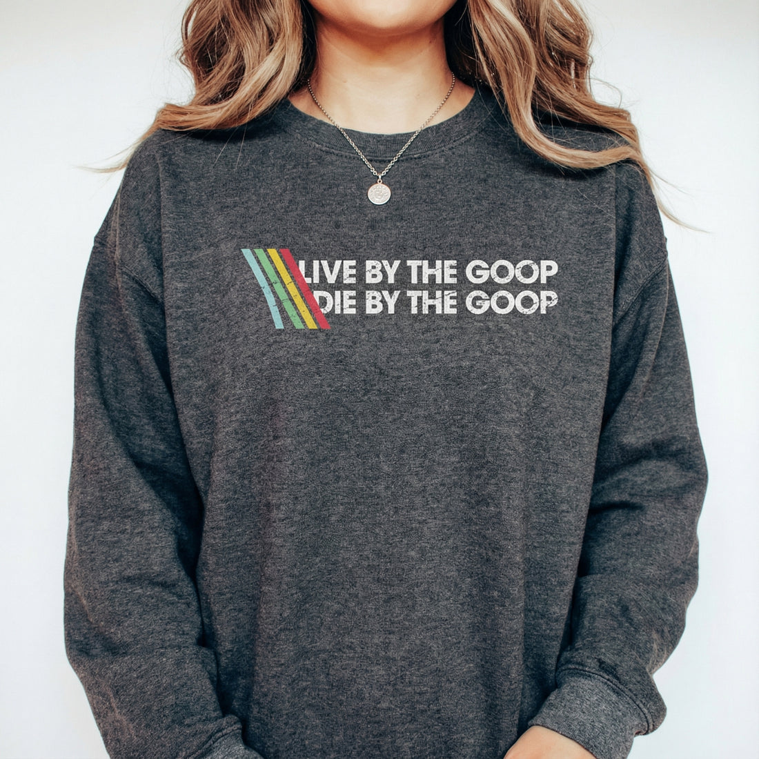 Live By the Goop Die By the Goop Graphic T-Shirt – Funny Gamer Motto Tee – Retro Shooter Inspired Shirt